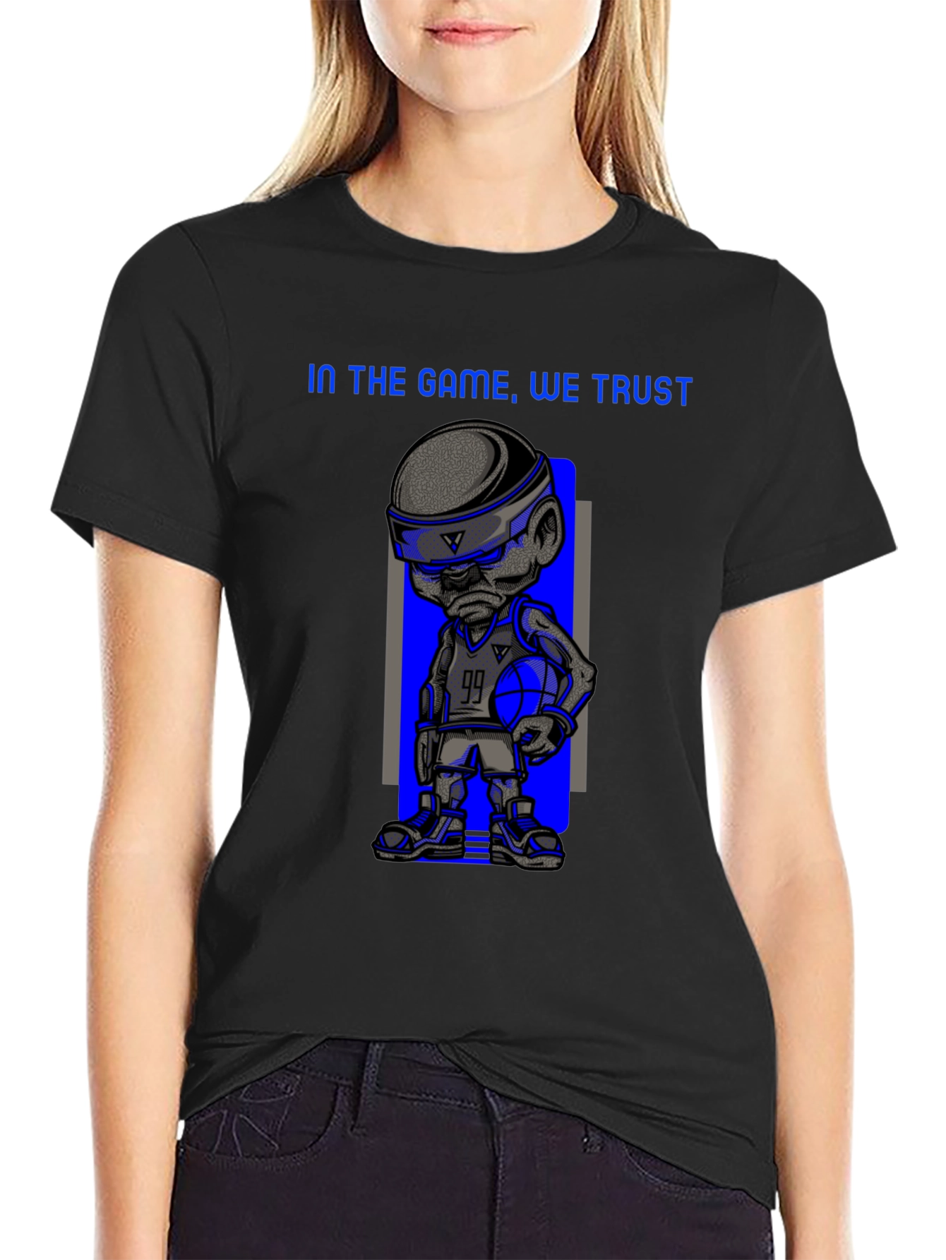 Basketball Cartoon Print T-Shirt