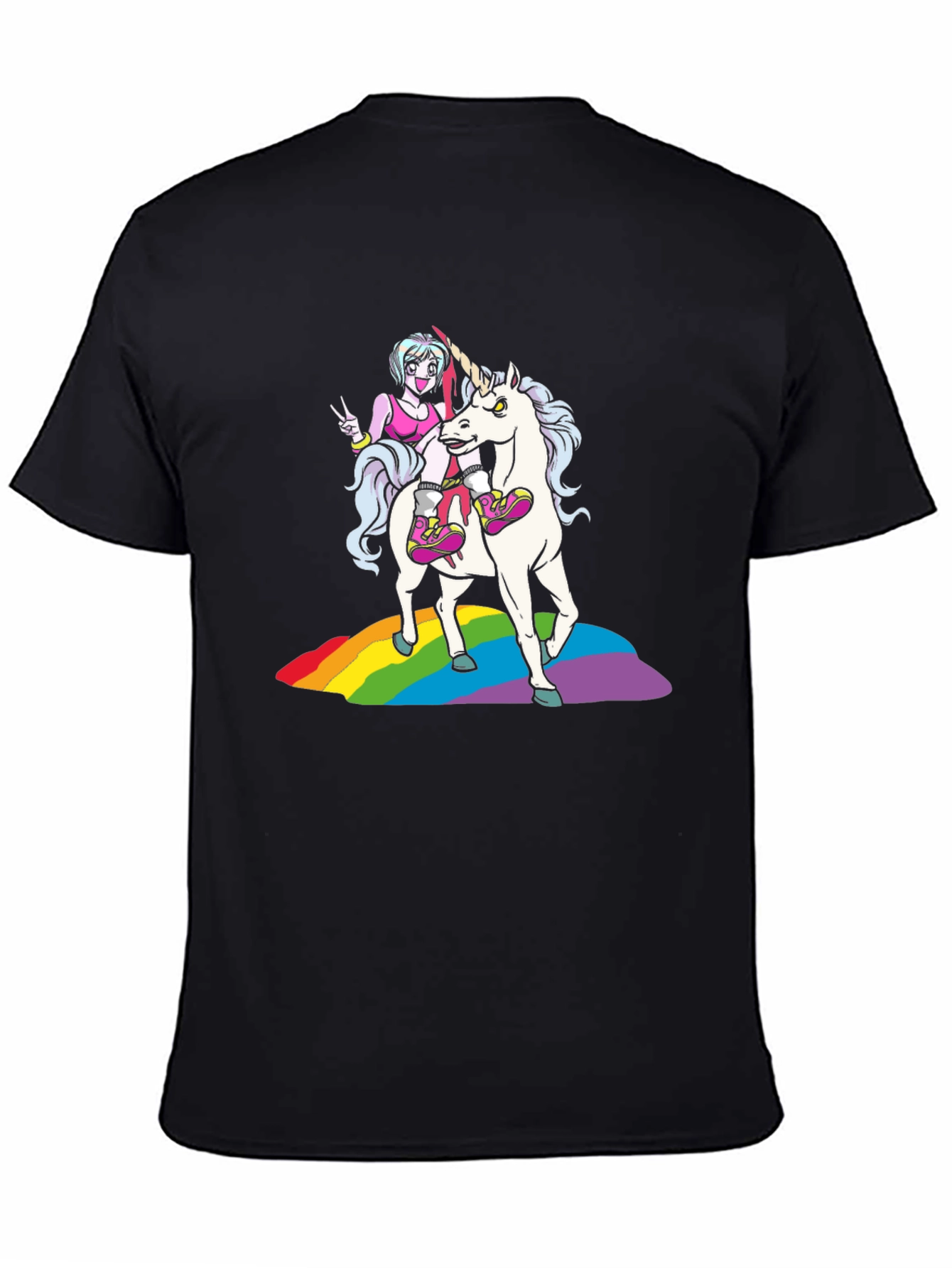 Unicorn Rainbow Graphic Tee - Black