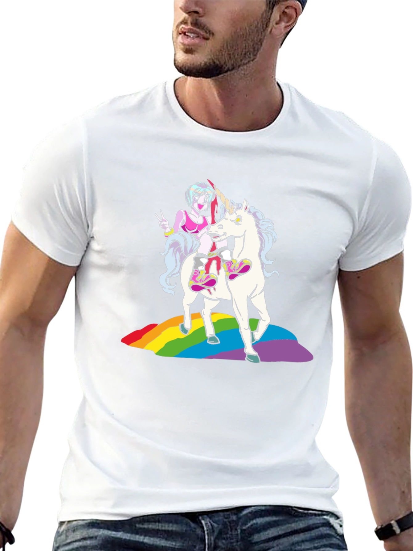 Unicorn Rainbow Graphic Tee - Black