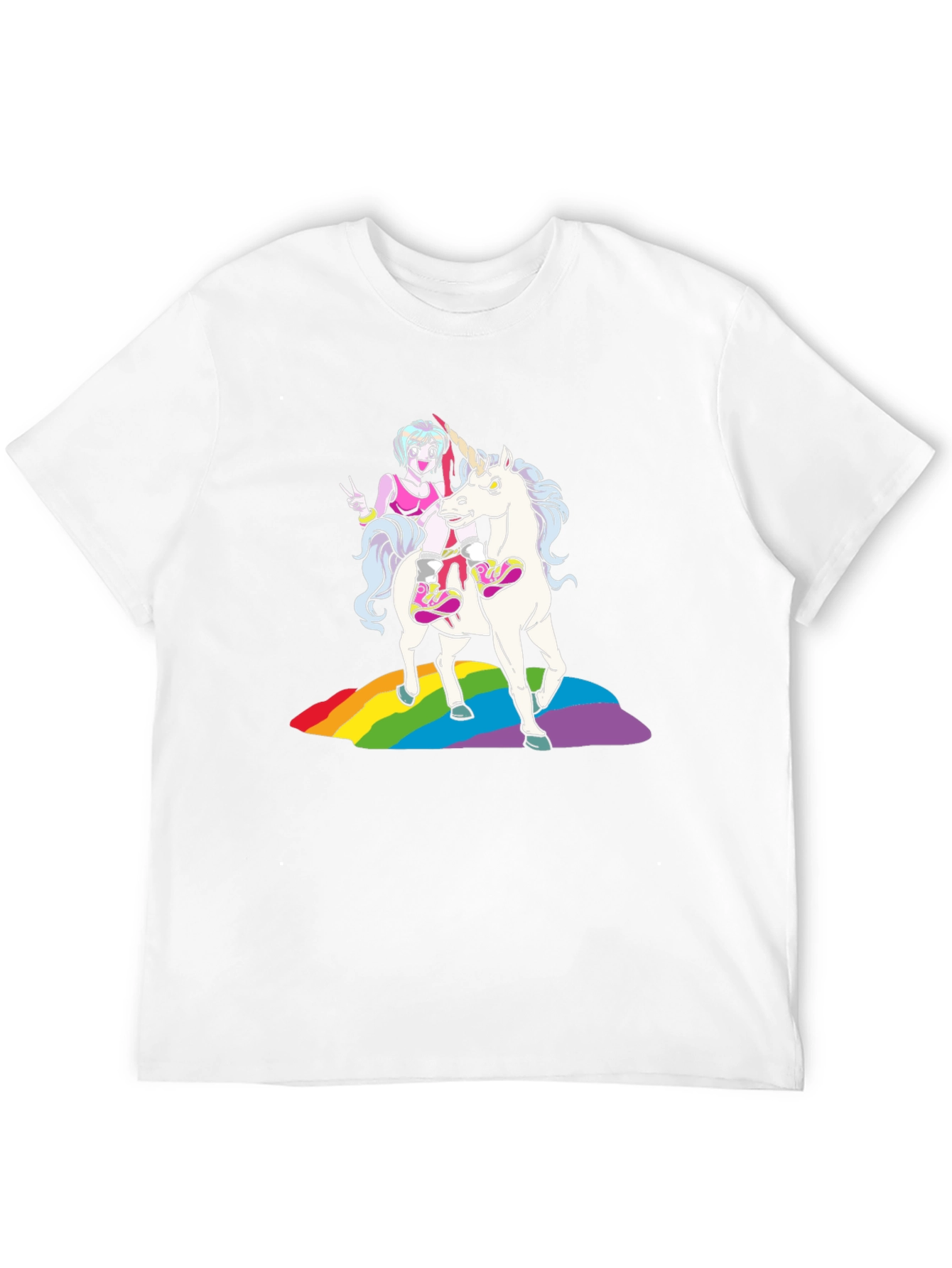 Unicorn Rainbow Graphic Tee - Black