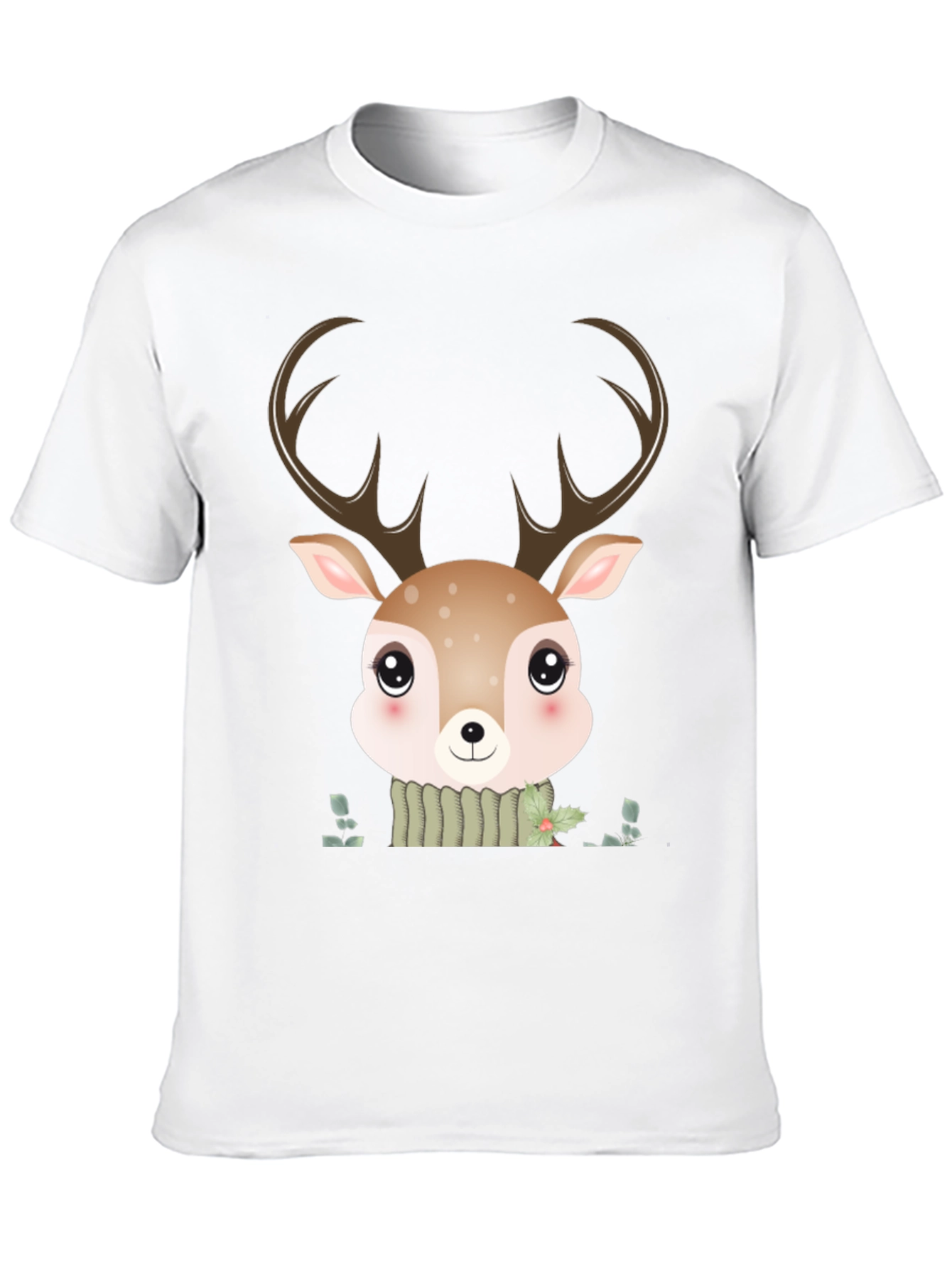 Cute Cartoon Deer Graphic Black T-Shirt