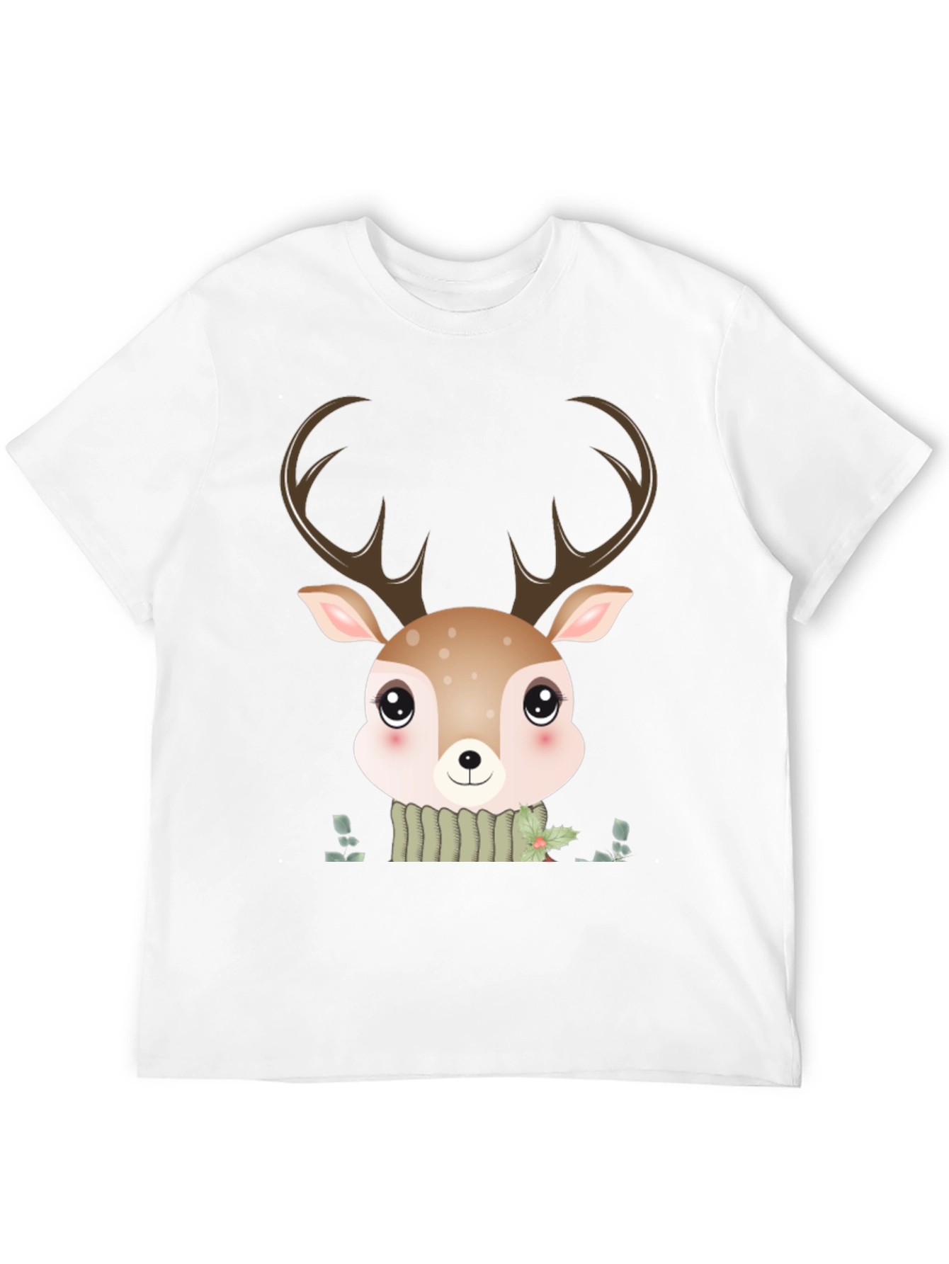 Cute Cartoon Deer Graphic Black T-Shirt