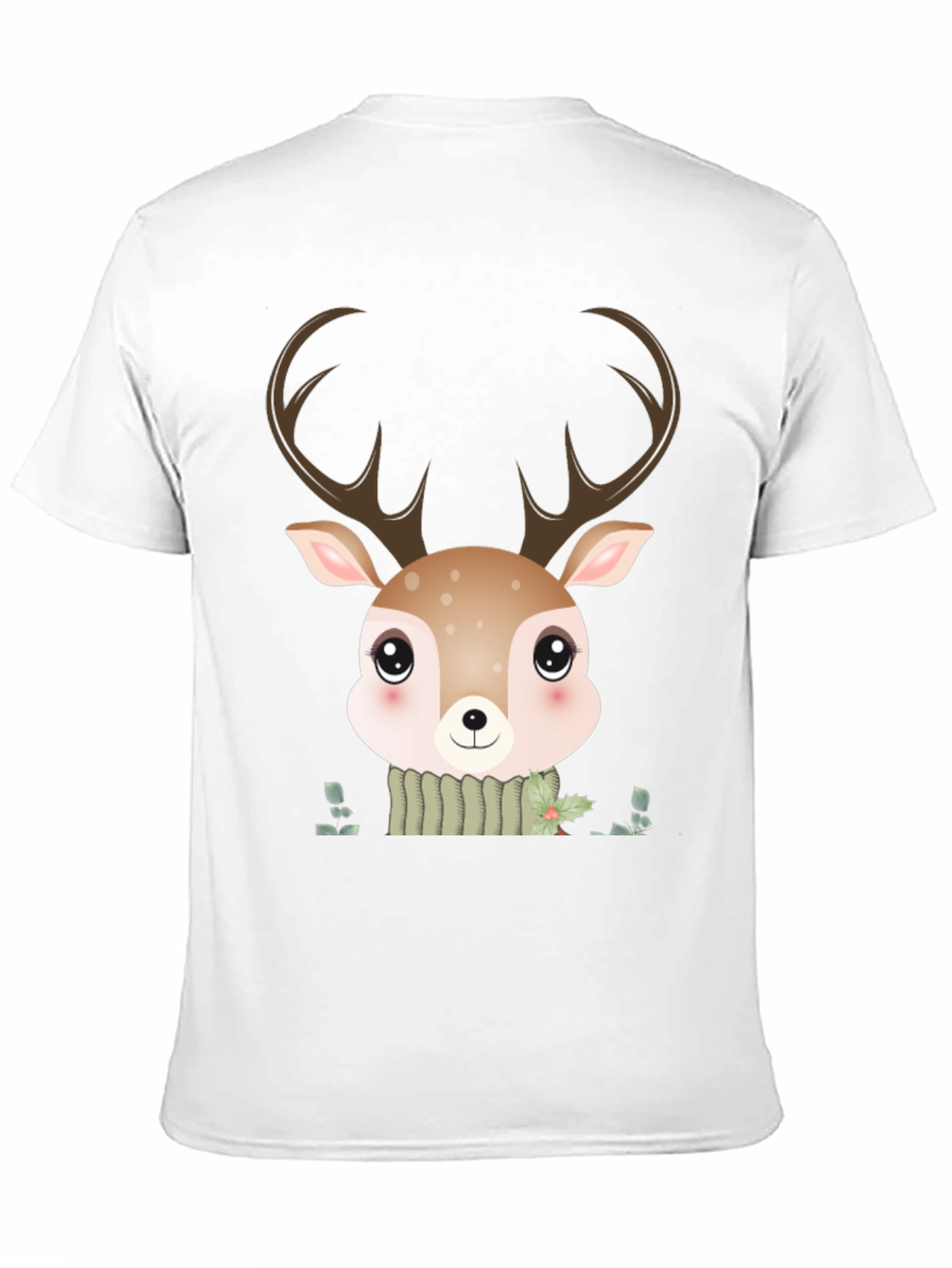 Cute Cartoon Deer Graphic Black T-Shirt
