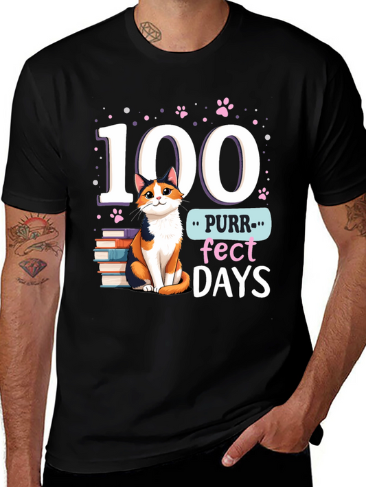 Purr-fect 100 Days T-Shirt Cat Lover Tee