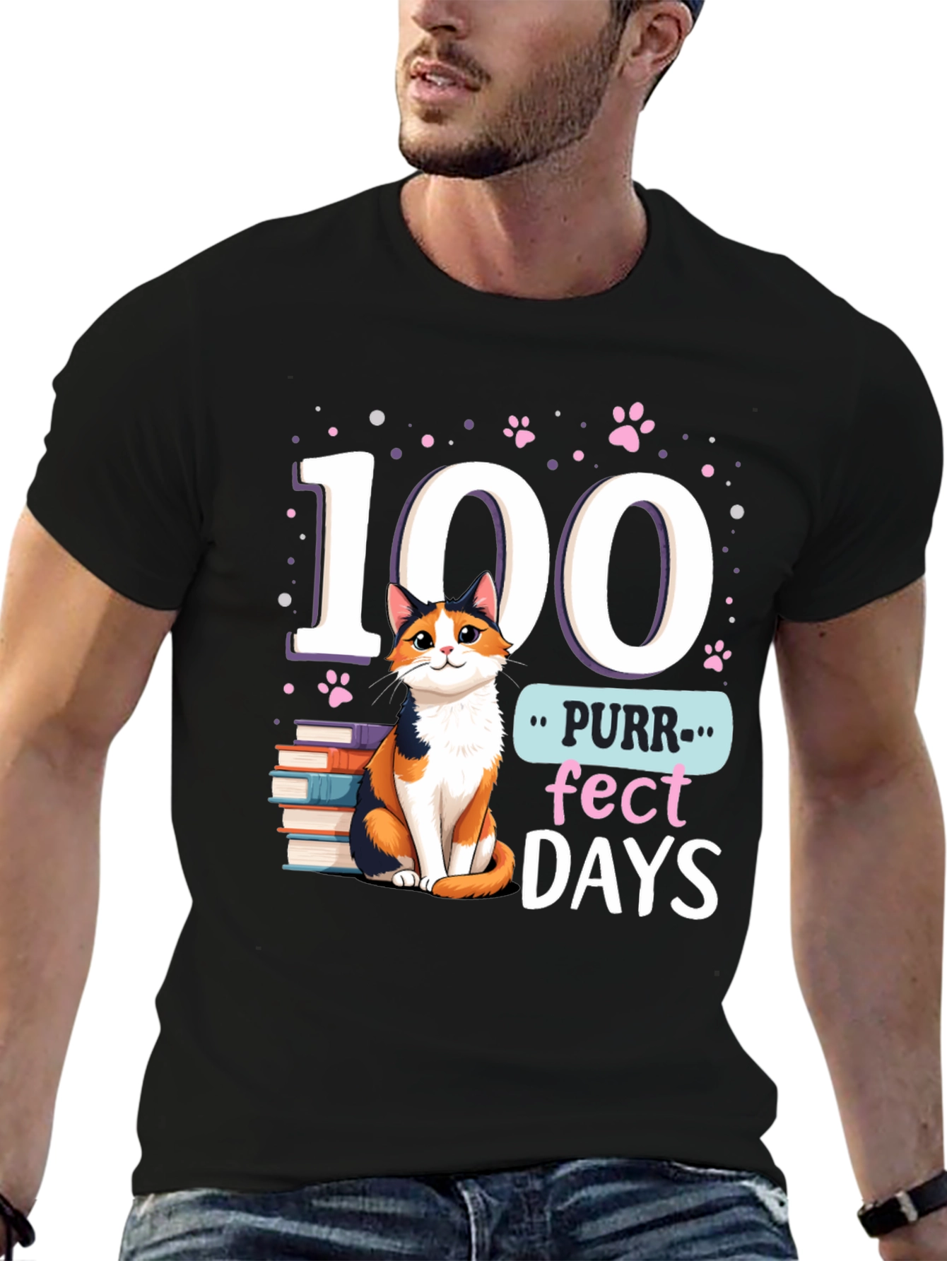 Purr-fect 100 Days T-Shirt Cat Lover Tee