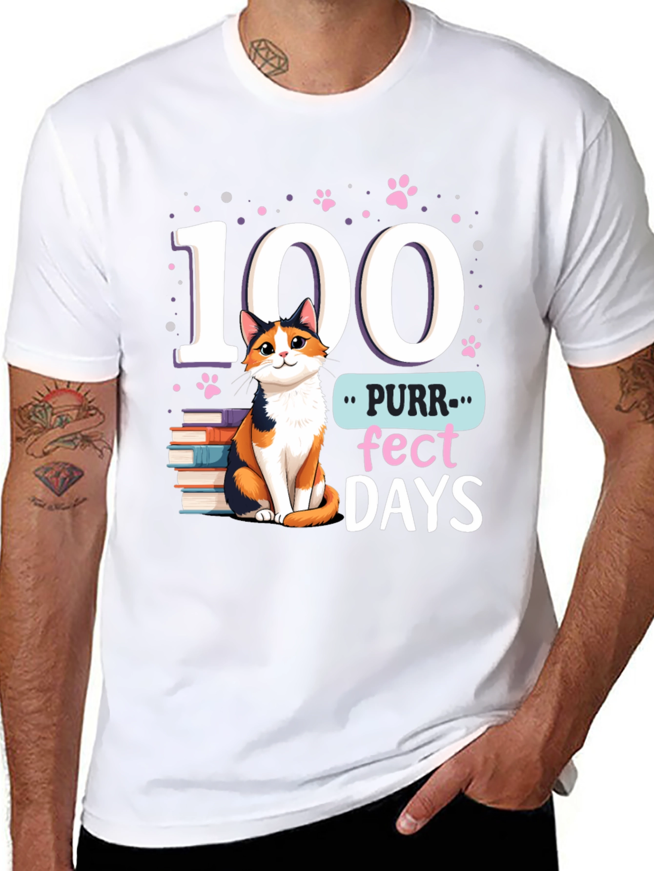 Purr-fect 100 Days T-Shirt Cat Lover Tee