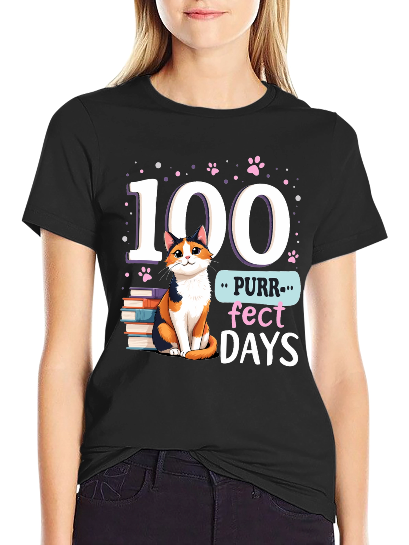 Purr-fect 100 Days T-Shirt Cat Lover Tee