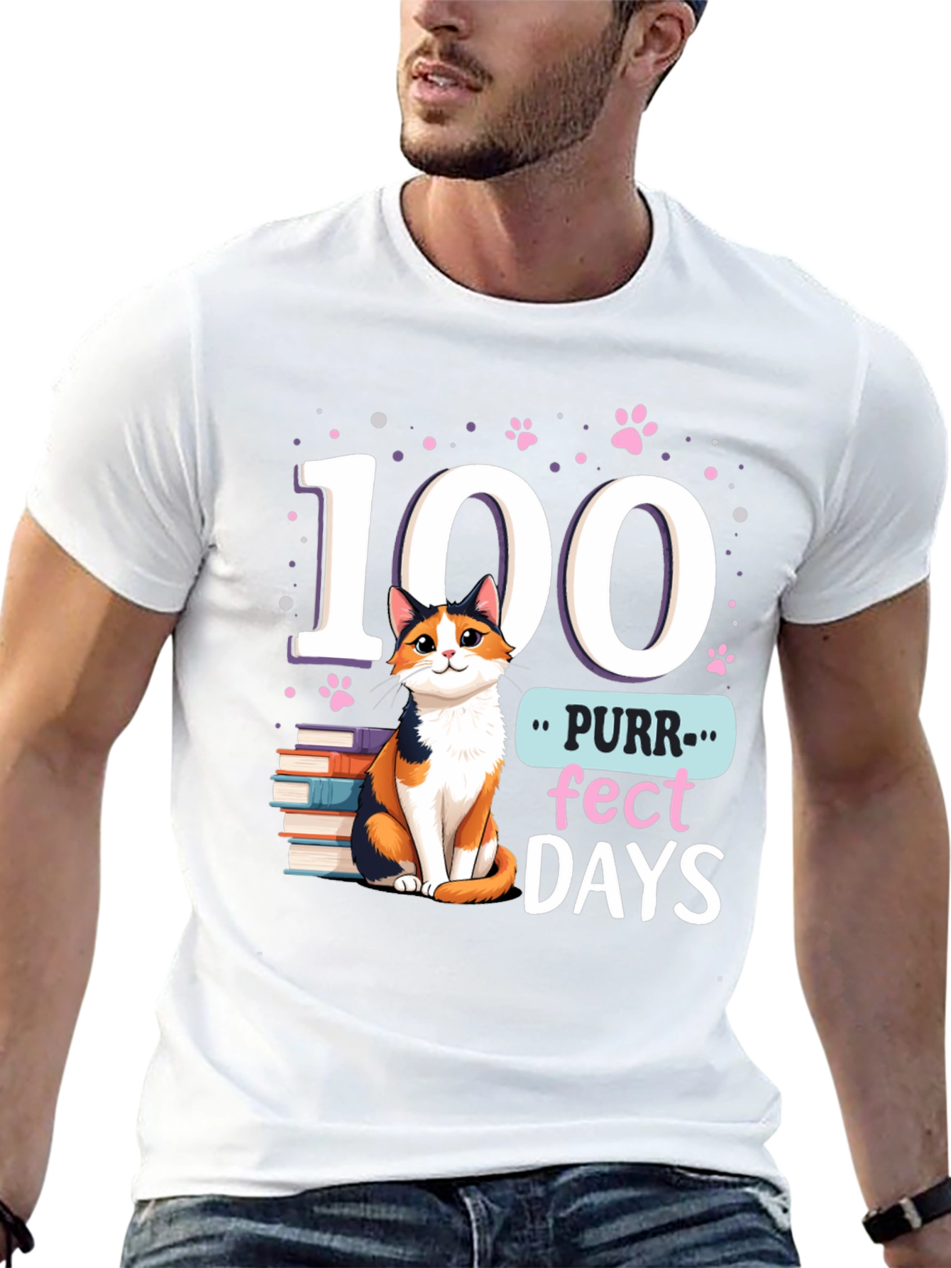 Purr-fect 100 Days T-Shirt Cat Lover Tee