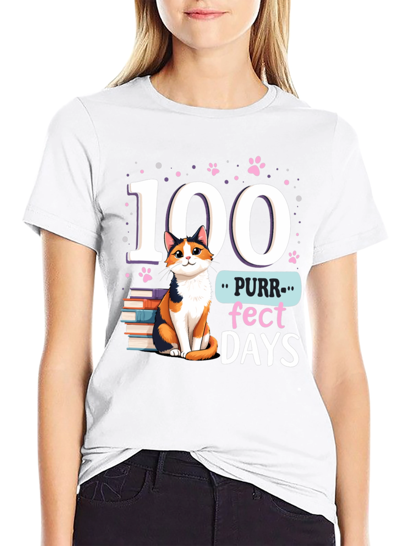 Purr-fect 100 Days T-Shirt Cat Lover Tee