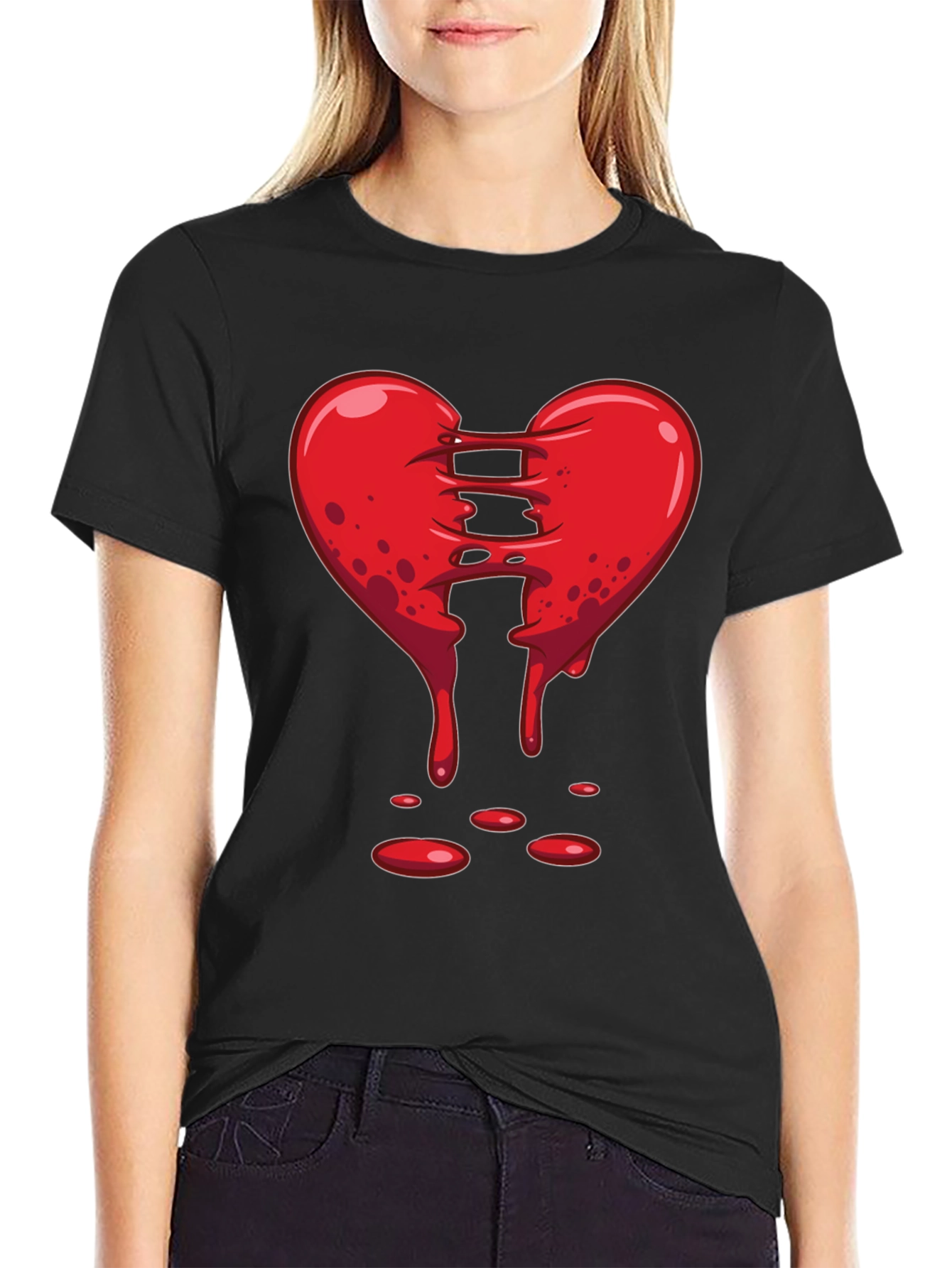 Bleeding Heart Graphic Black T-Shirt