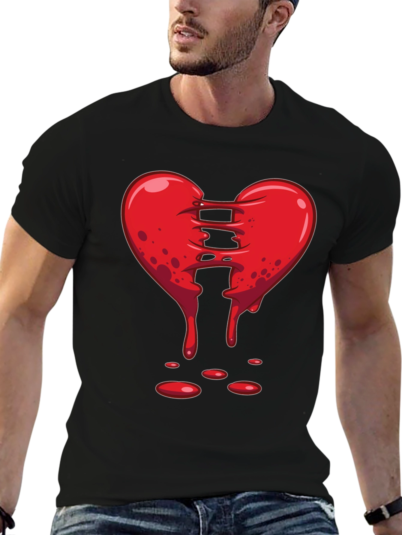Bleeding Heart Graphic Black T-Shirt