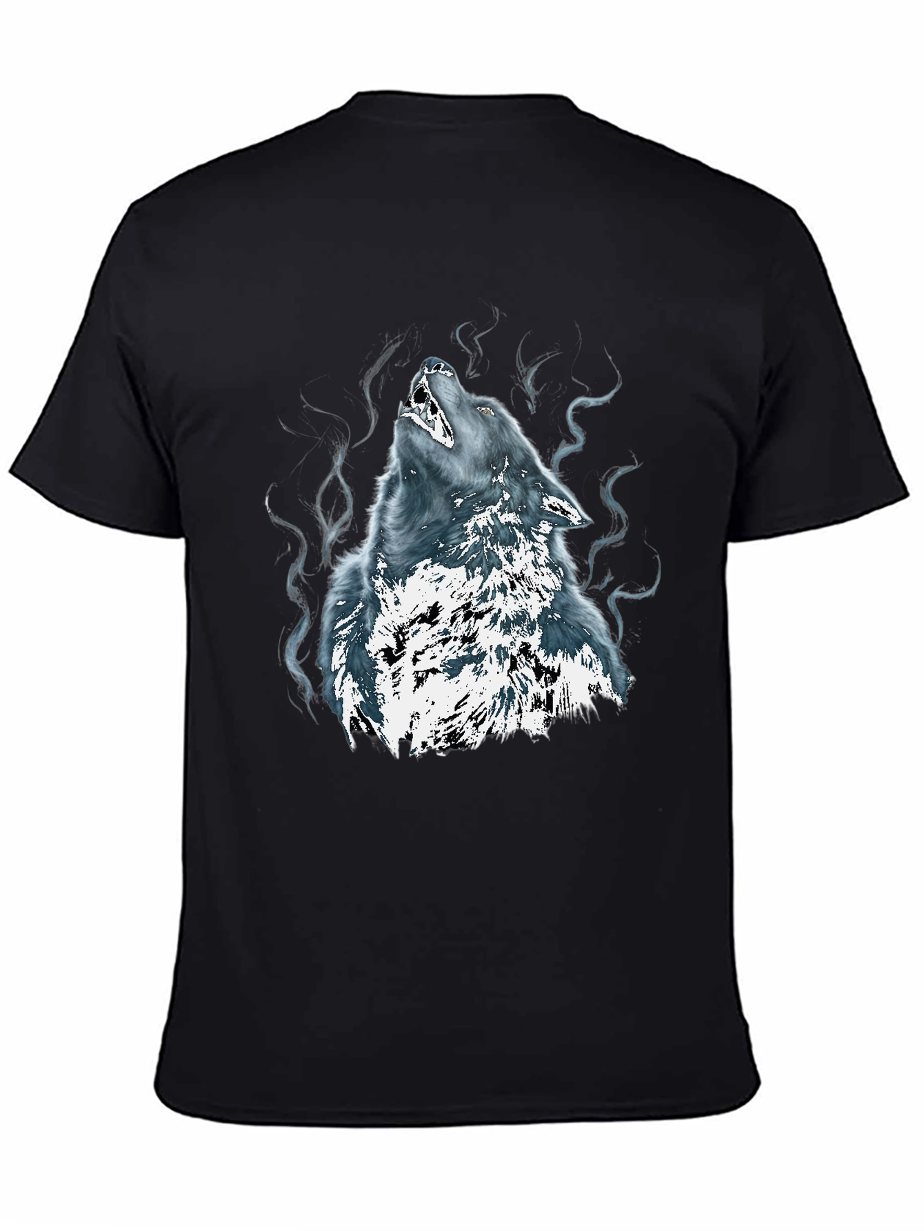 Wolf Graphic Tee - Black Cotton Blend T-Shirt