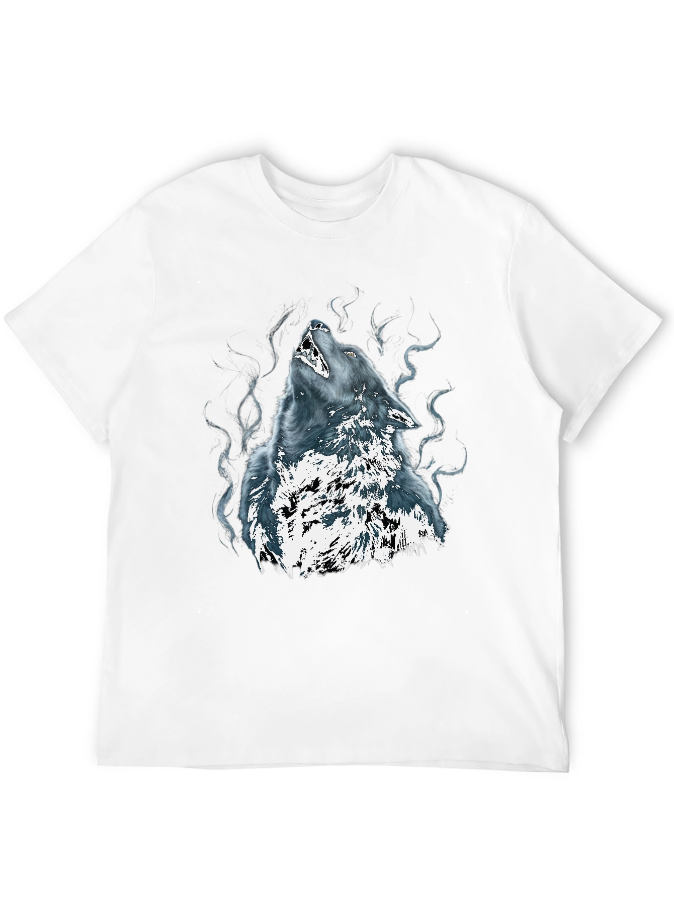 Wolf Graphic Tee - Black Cotton Blend T-Shirt