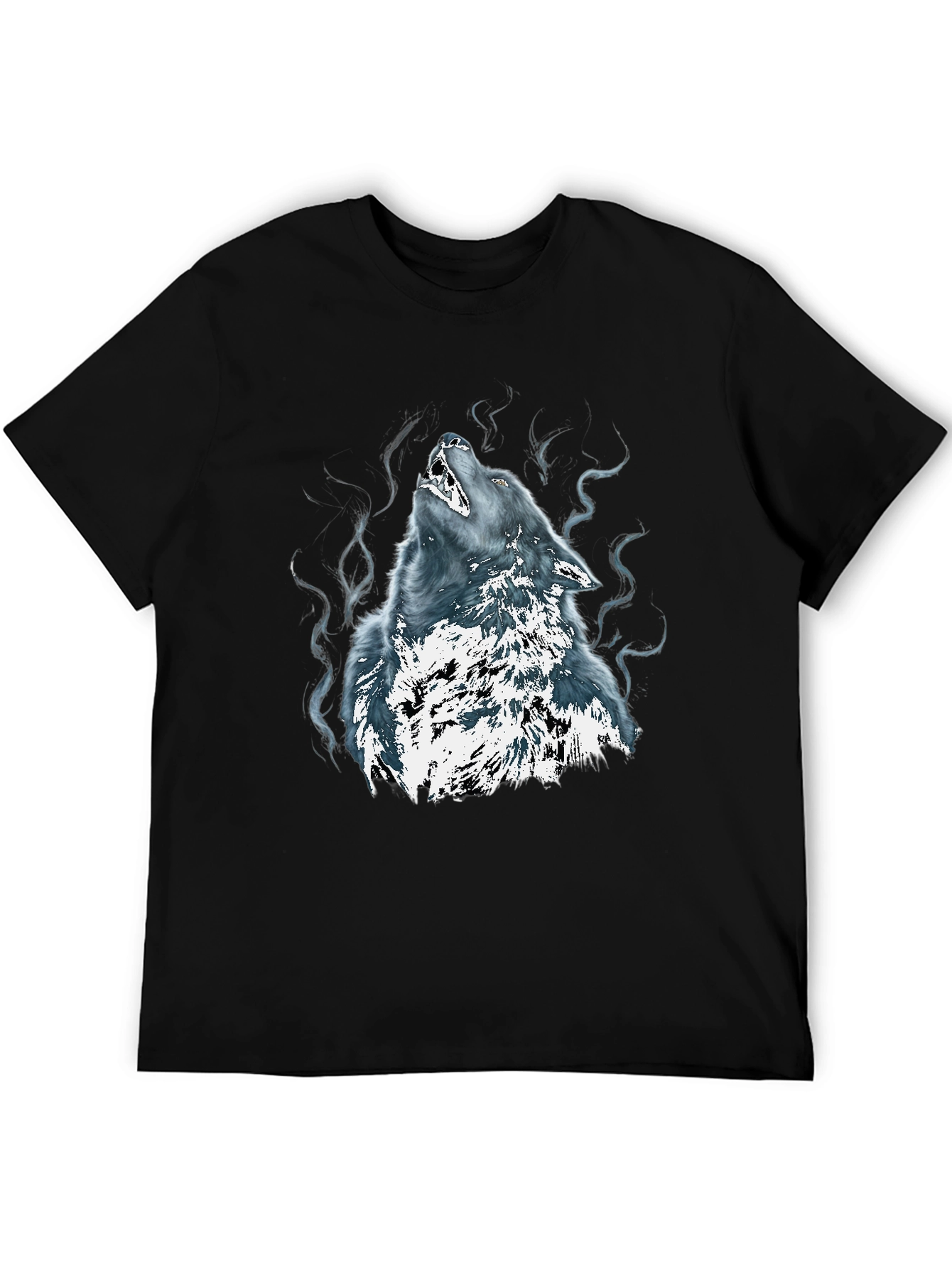 Wolf Graphic Tee - Black Cotton Blend T-Shirt