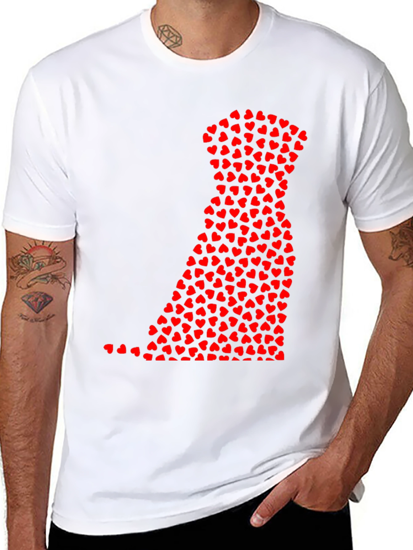 Heart Dog Black T-Shirt - Cute Valentines Day Gift