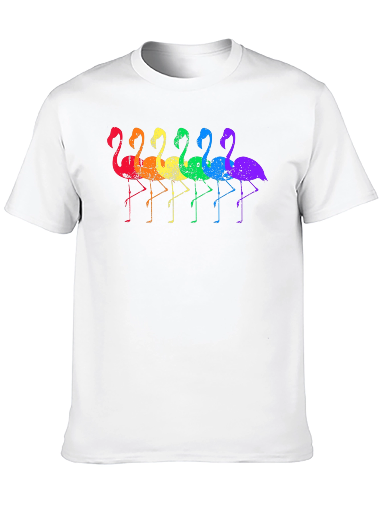 Rainbow Flamingo Graphic Tee - Black Cotton T-Shirt