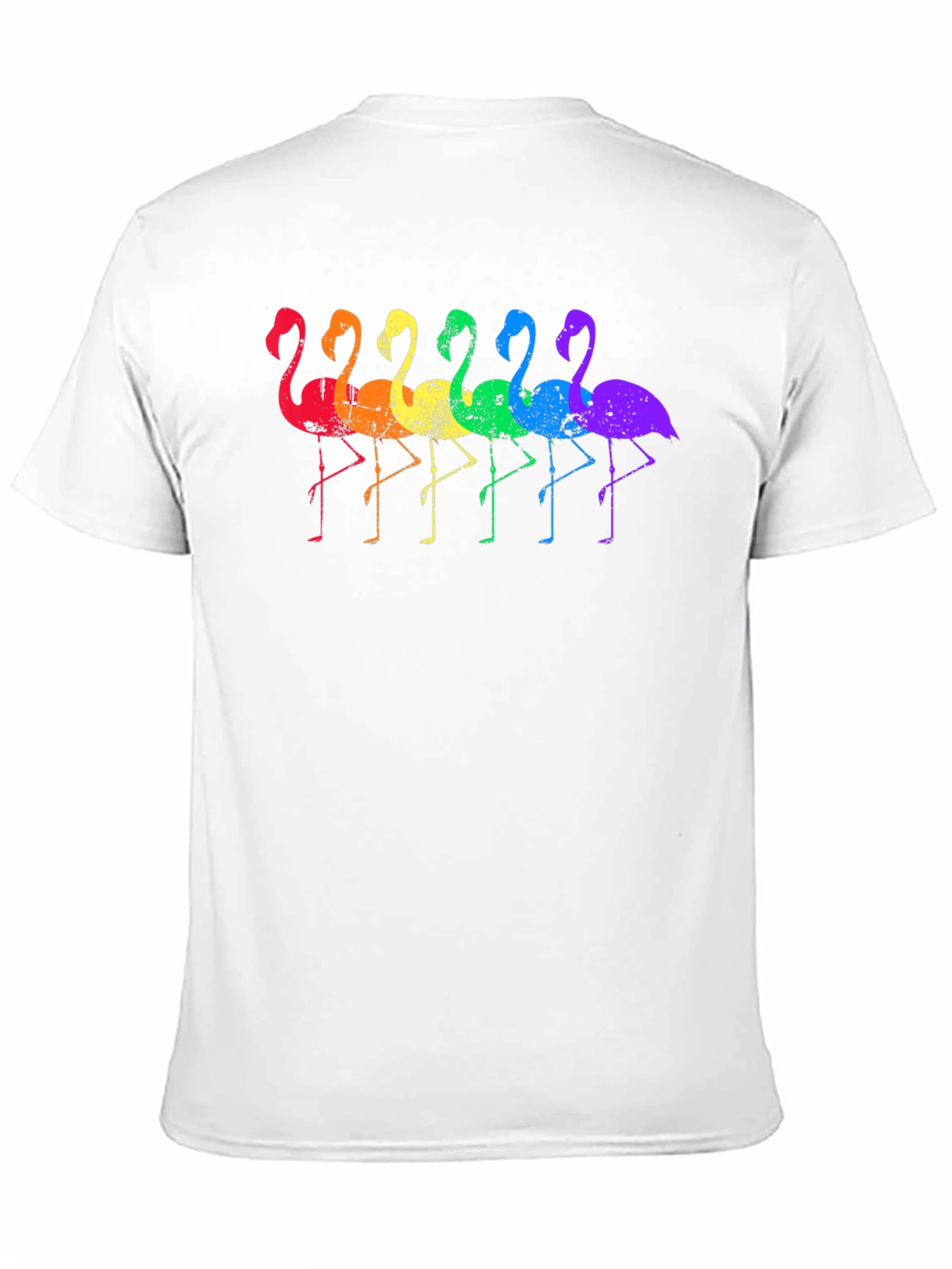 Rainbow Flamingo Graphic Tee - Black Cotton T-Shirt