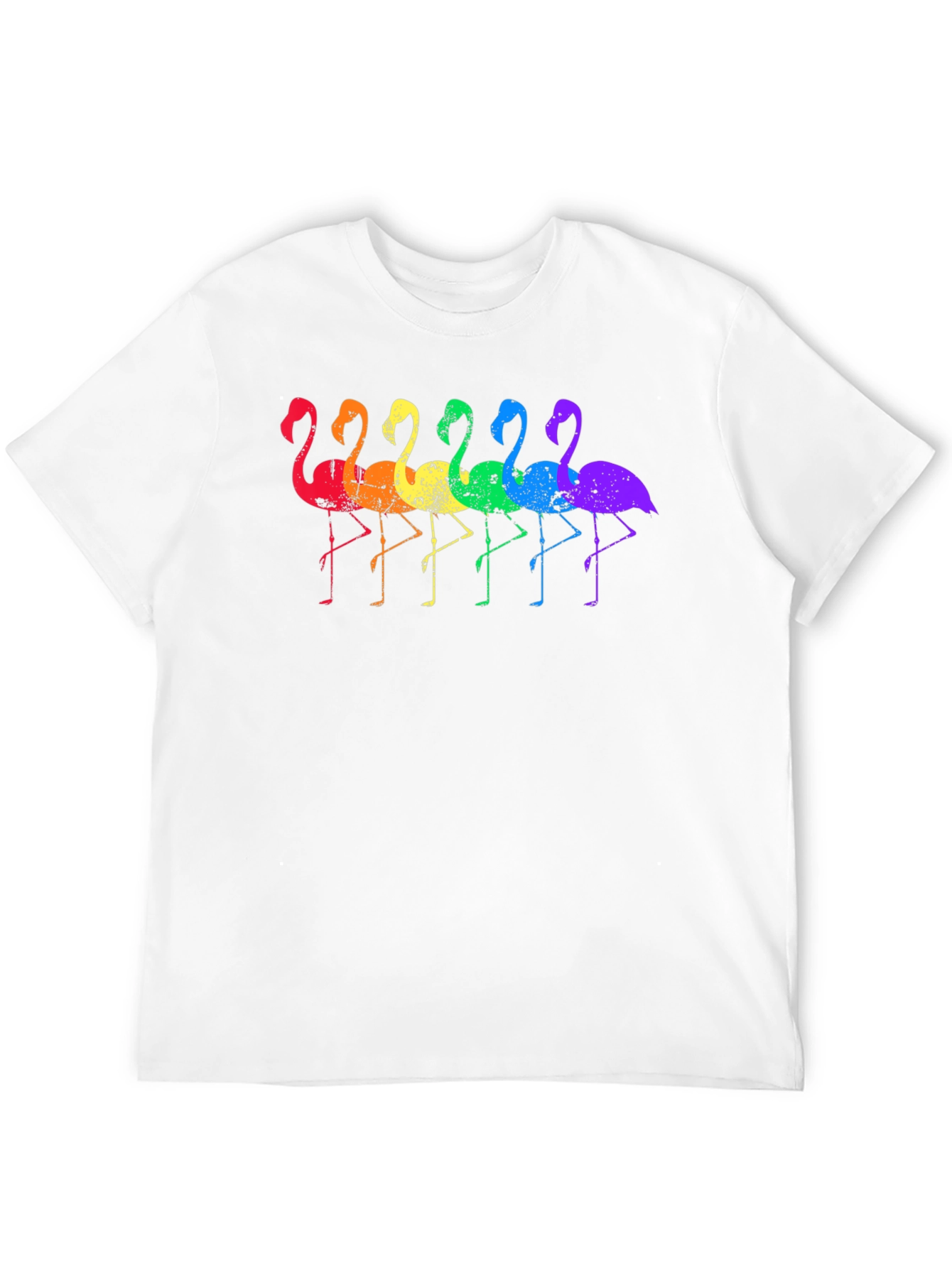 Rainbow Flamingo Graphic Tee - Black Cotton T-Shirt