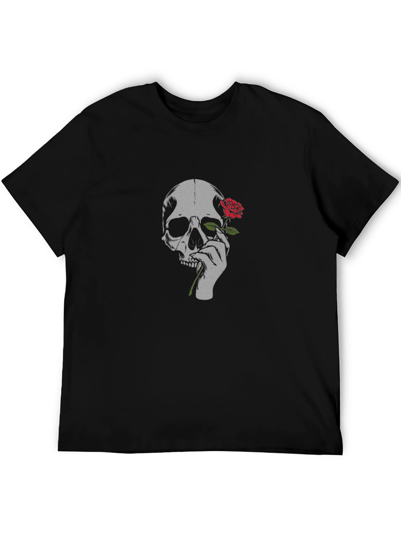 Skull & Rose Graphic T-Shirt - Gothic Style