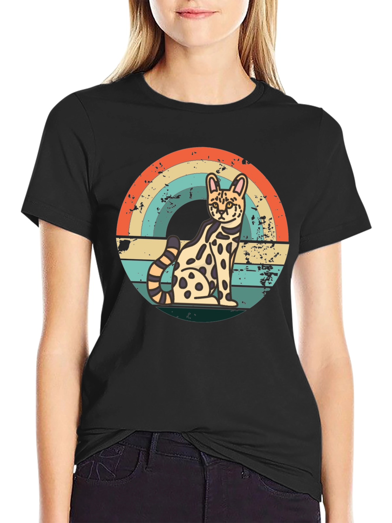 Retro Serval Cat T-Shirt