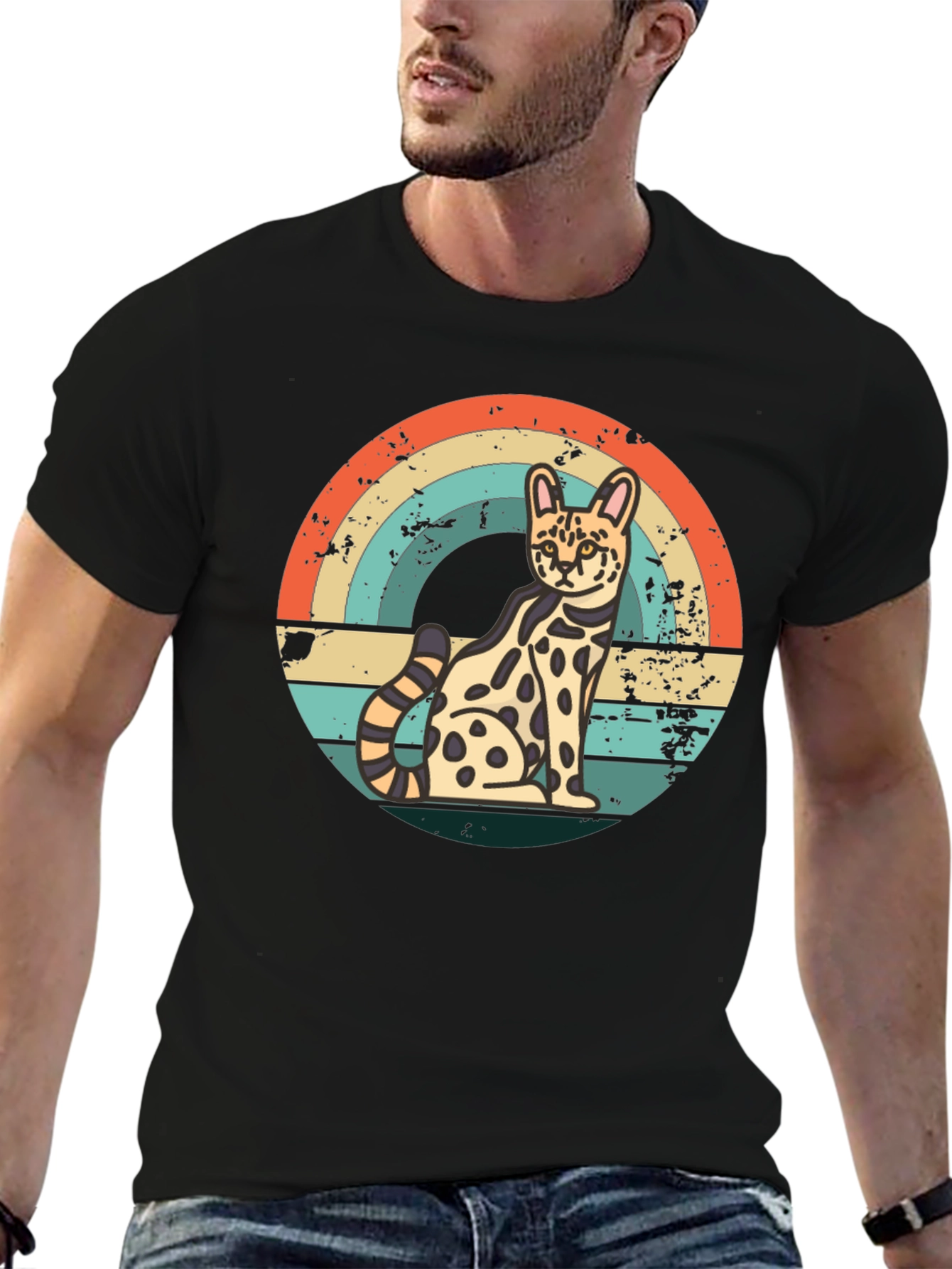 Retro Serval Cat T-Shirt