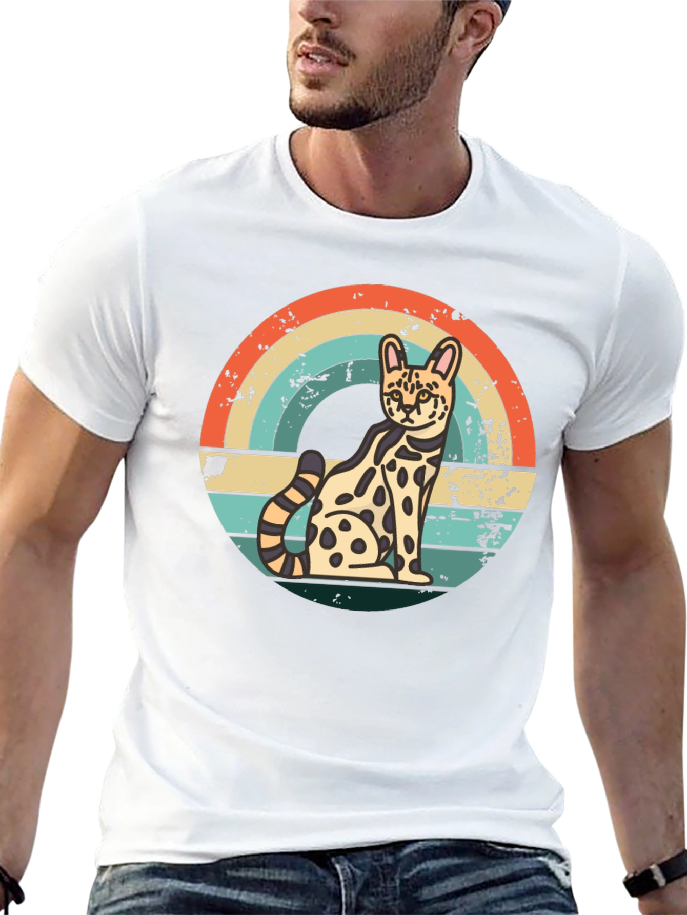 Retro Serval Cat T-Shirt