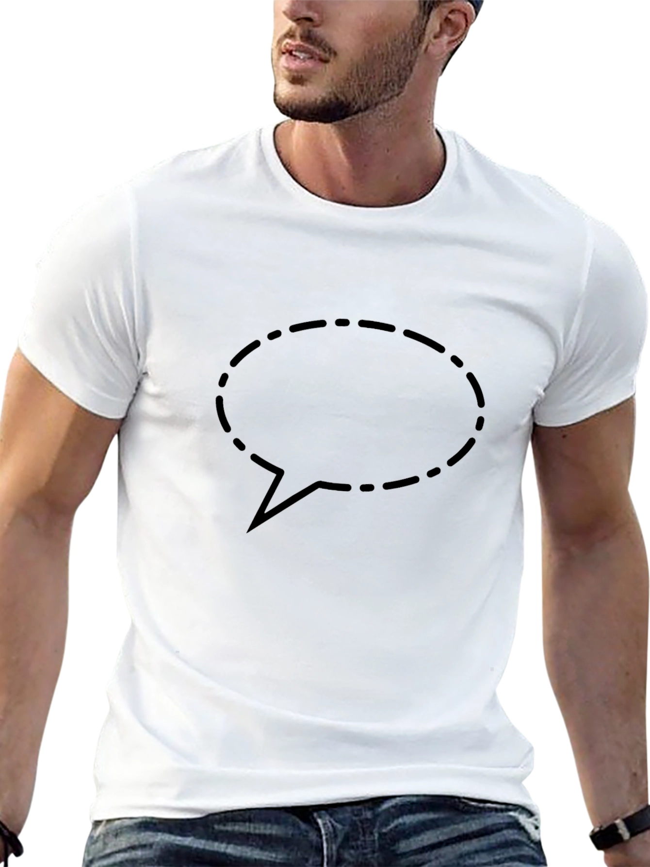 Black T-Shirt with Speech Bubble Graphic