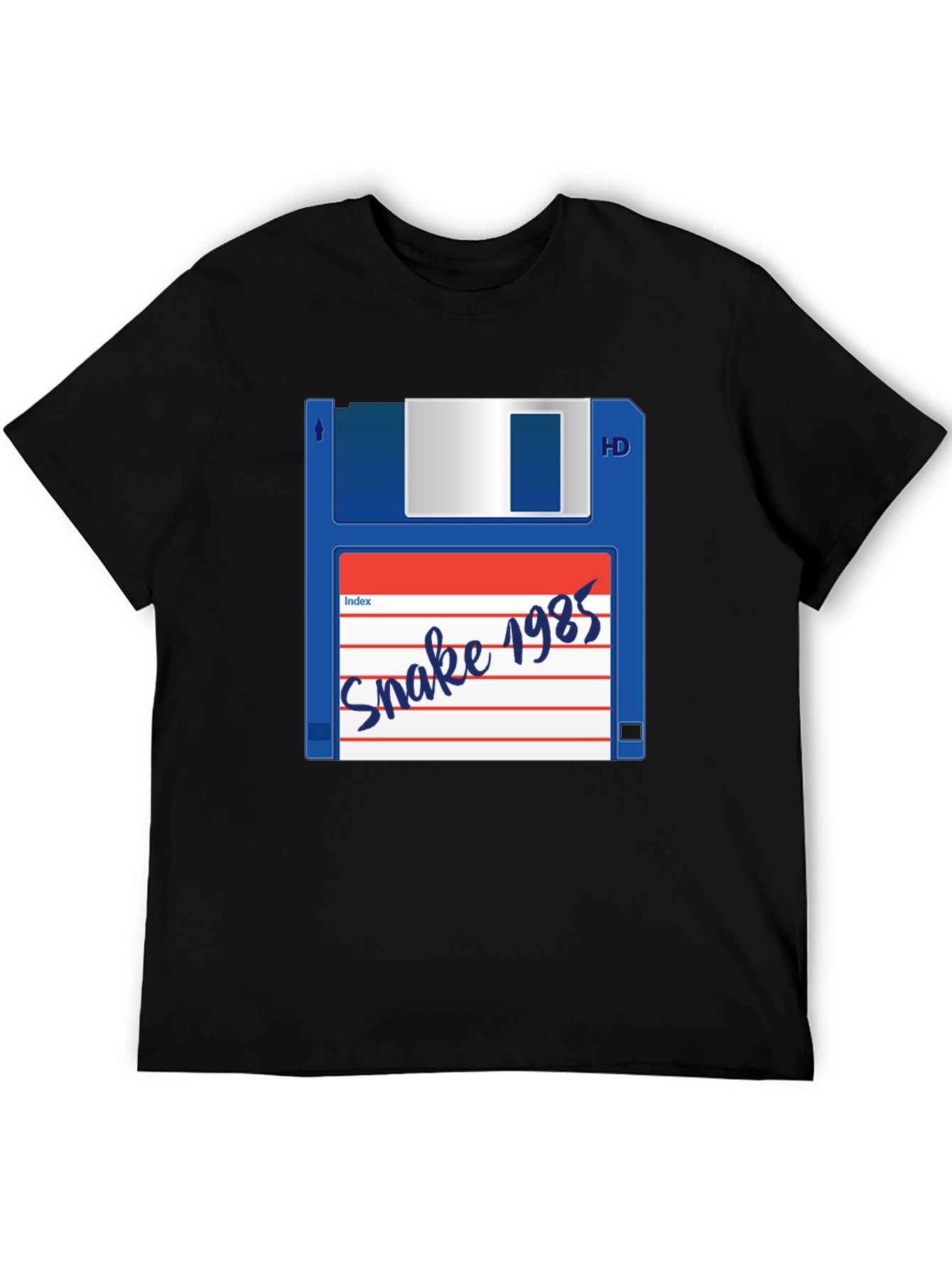 Retro Snake 1985 Floppy Disk Black T-Shirt
