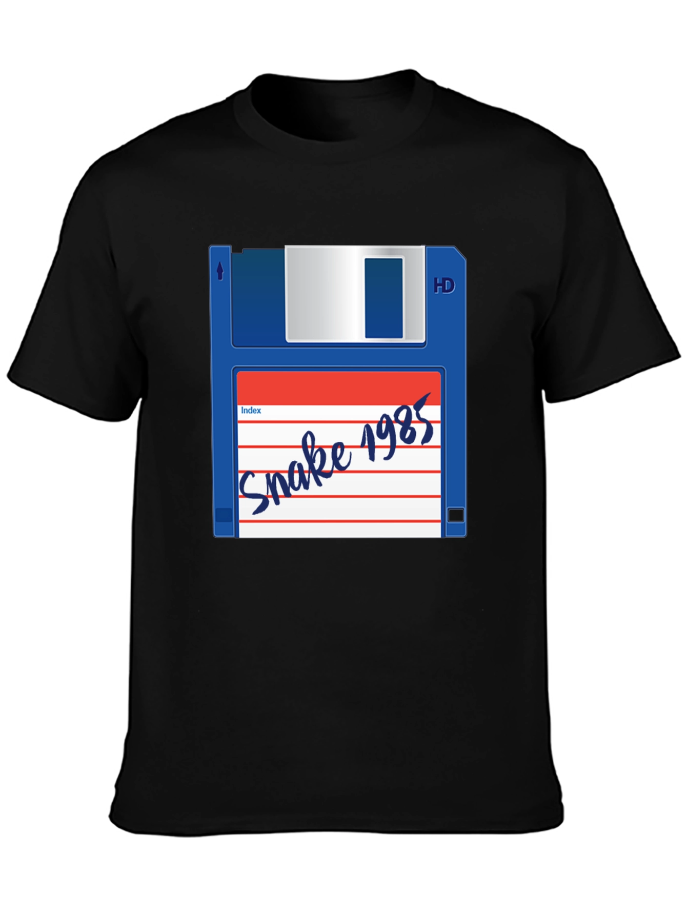 Retro Snake 1985 Floppy Disk Black T-Shirt