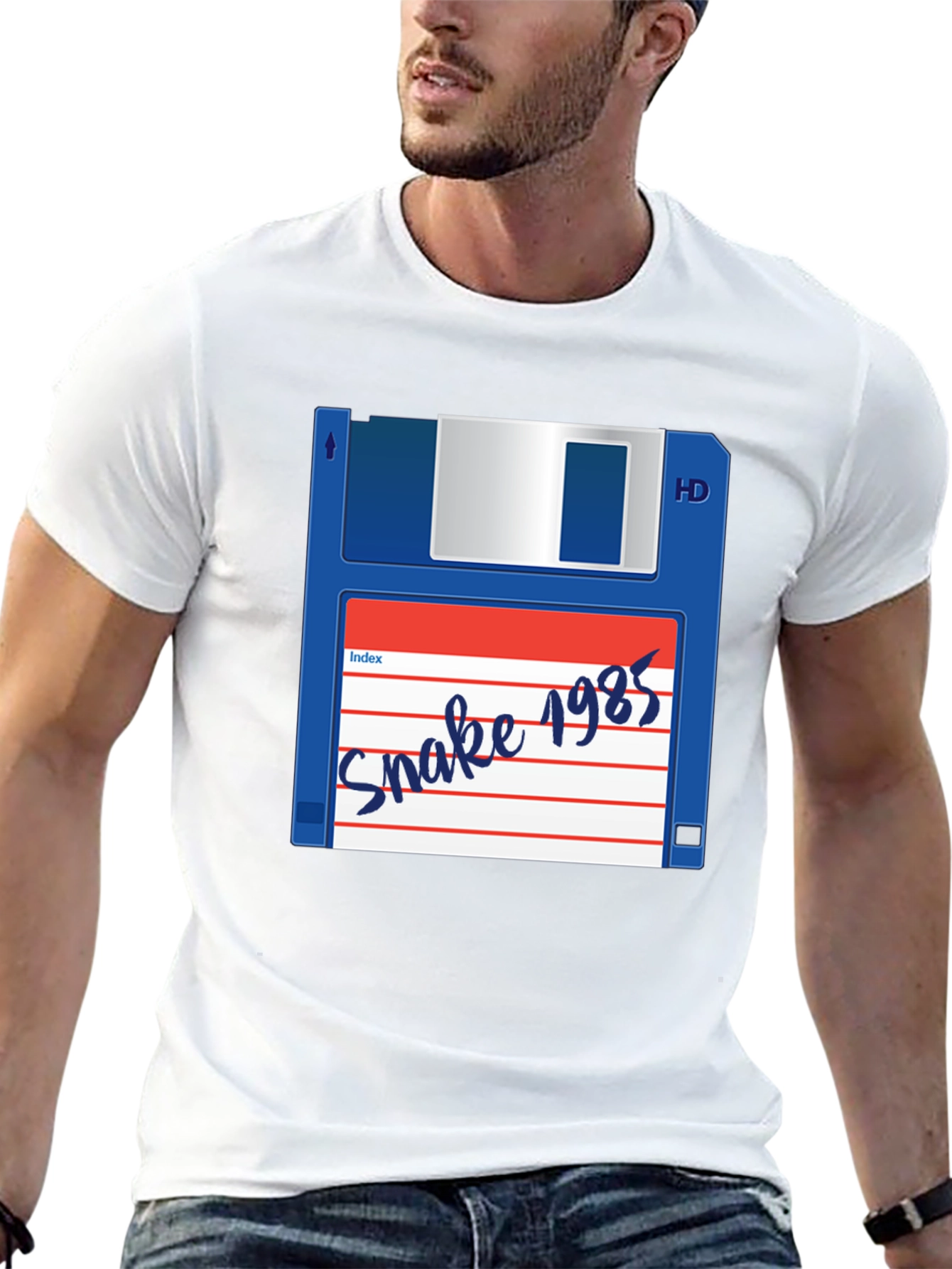 Retro Snake 1985 Floppy Disk Black T-Shirt