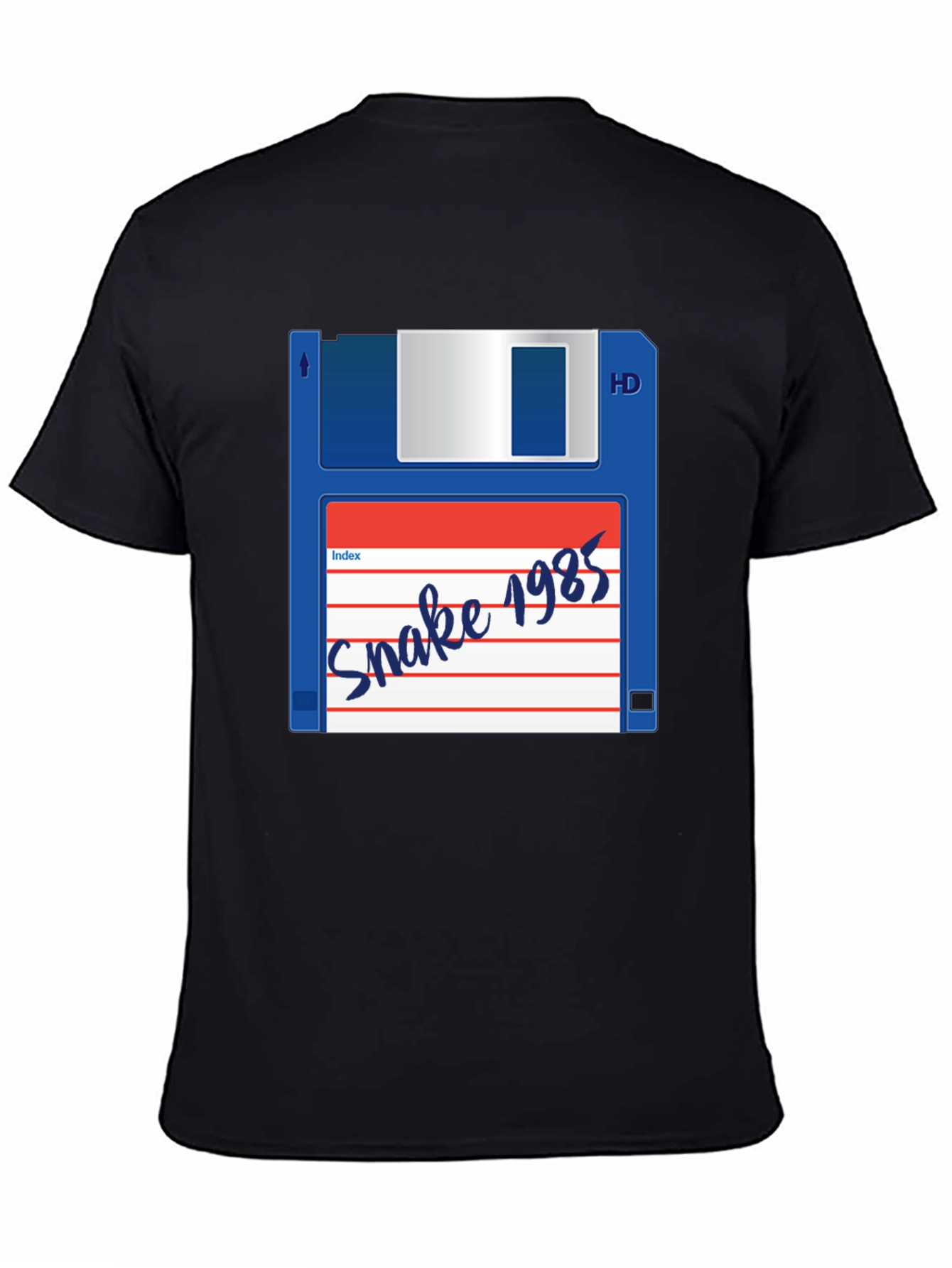 Retro Snake 1985 Floppy Disk Black T-Shirt