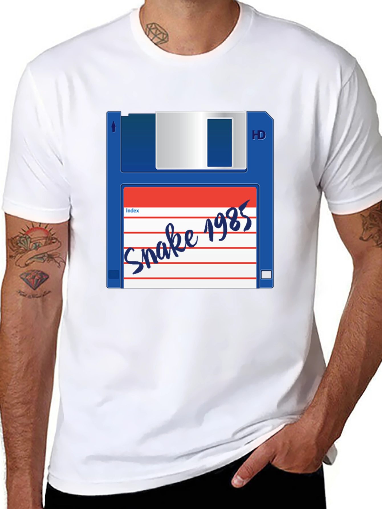 Retro Snake 1985 Floppy Disk Black T-Shirt