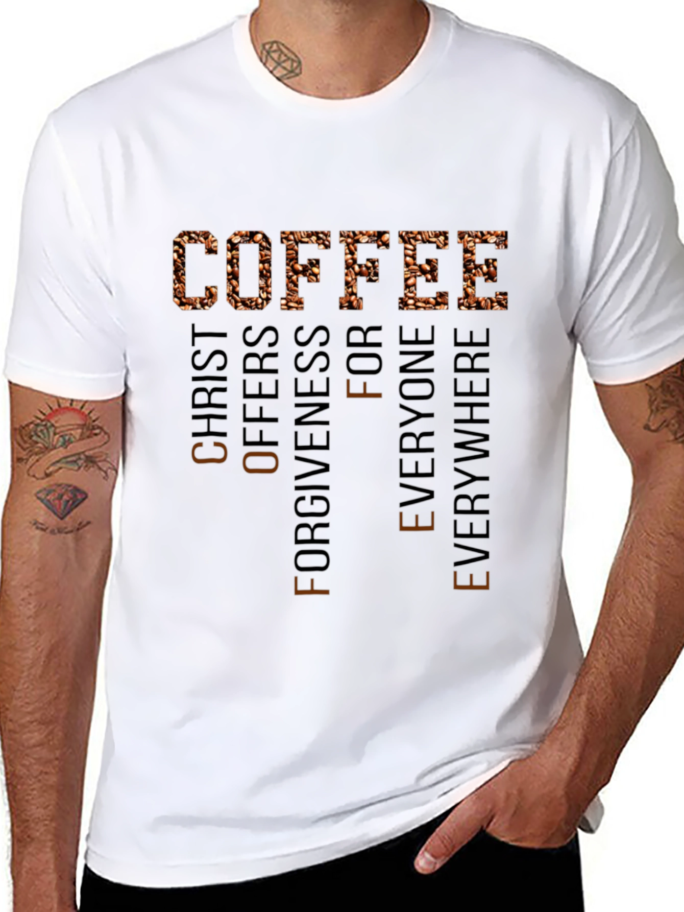 Coffee Christ Offers Forgiveness Everywhere Tee