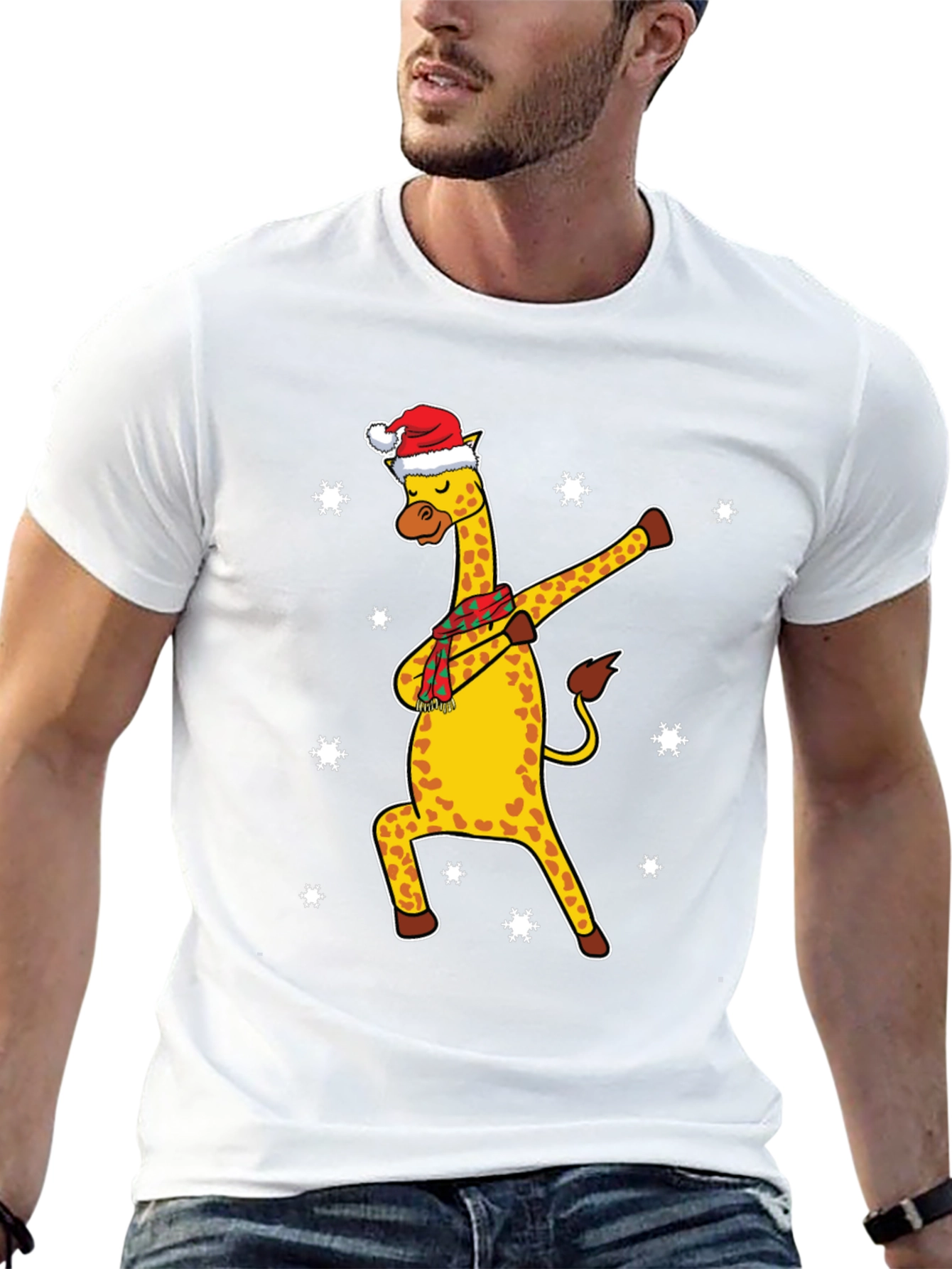 Christmas Giraffe Dabbing T-Shirt