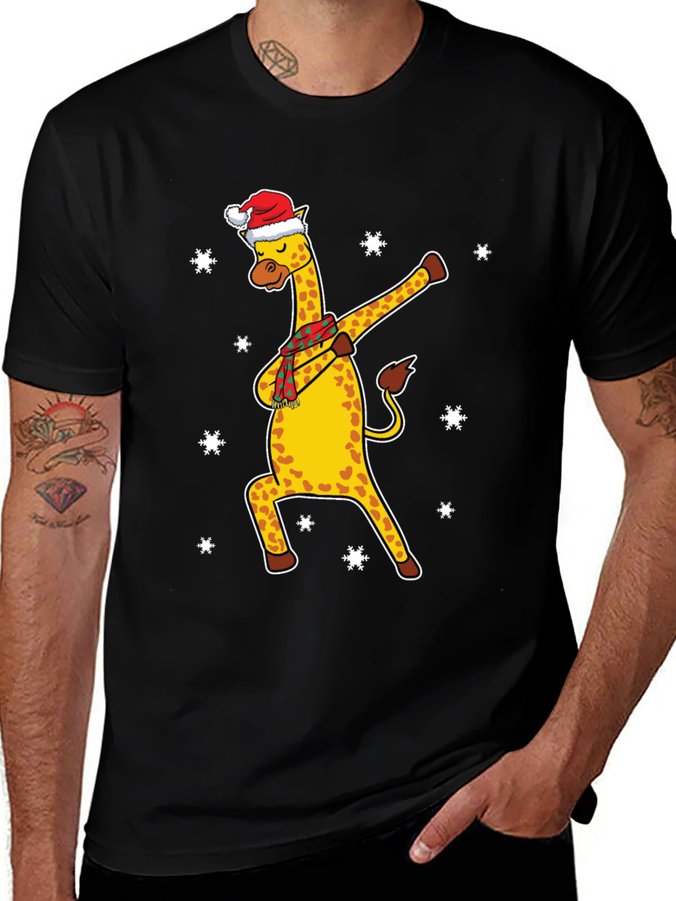 Christmas Giraffe Dabbing T-Shirt