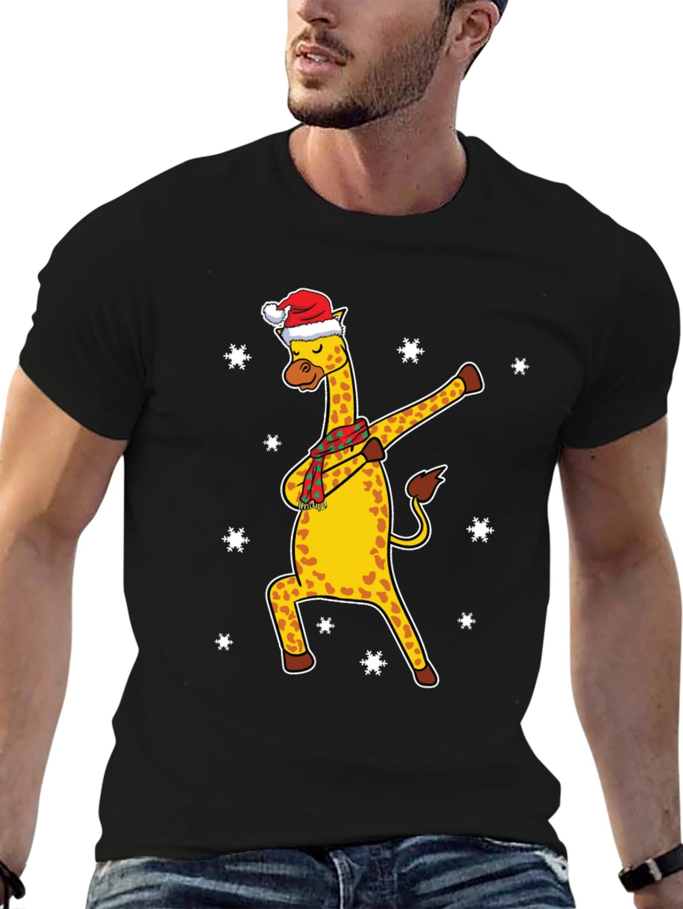 Christmas Giraffe Dabbing T-Shirt