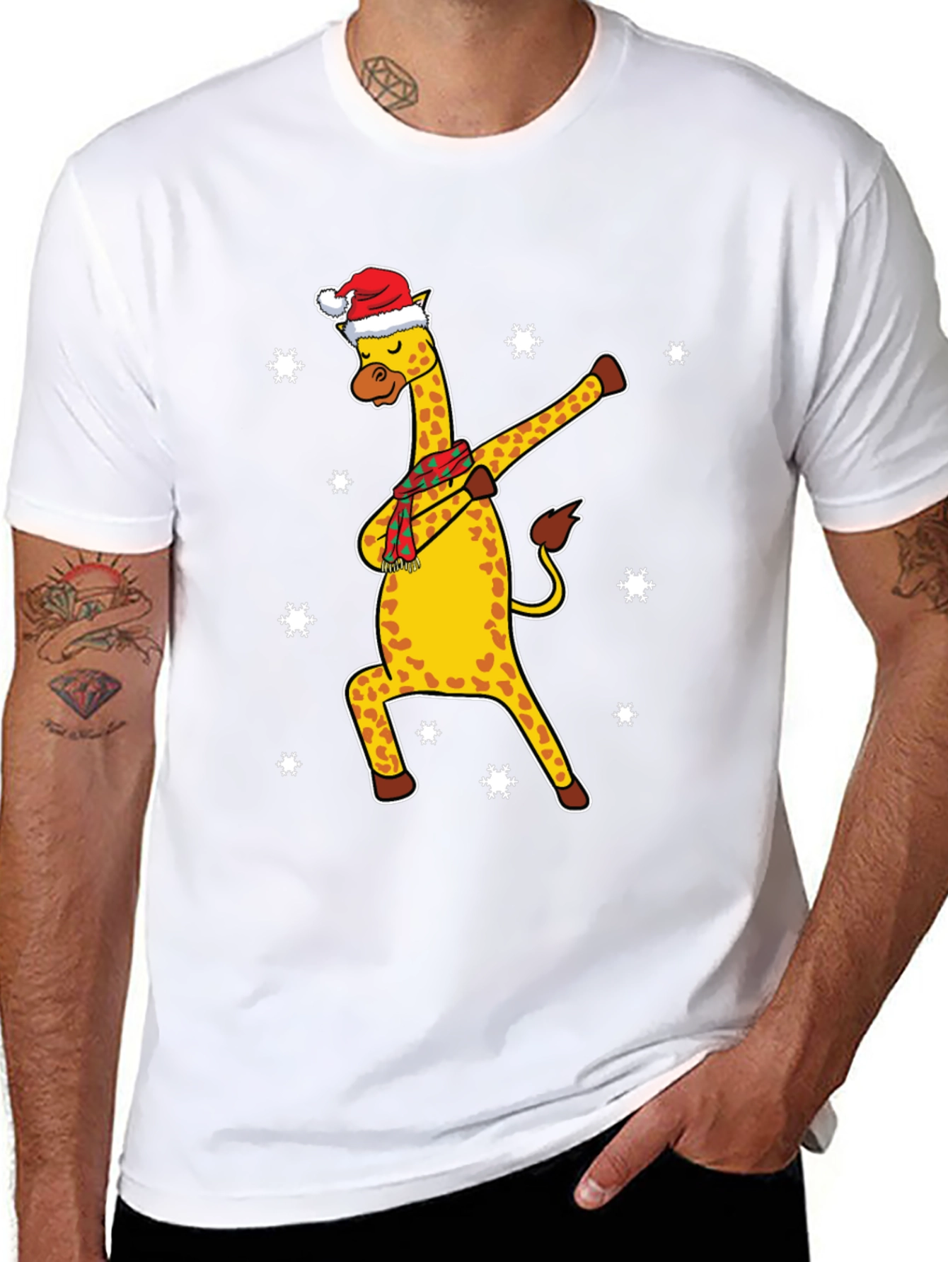 Christmas Giraffe Dabbing T-Shirt