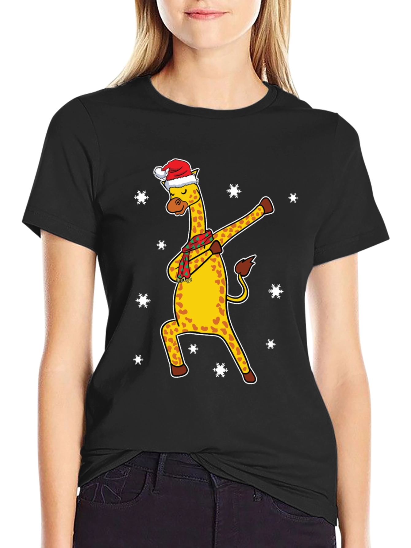 Christmas Giraffe Dabbing T-Shirt