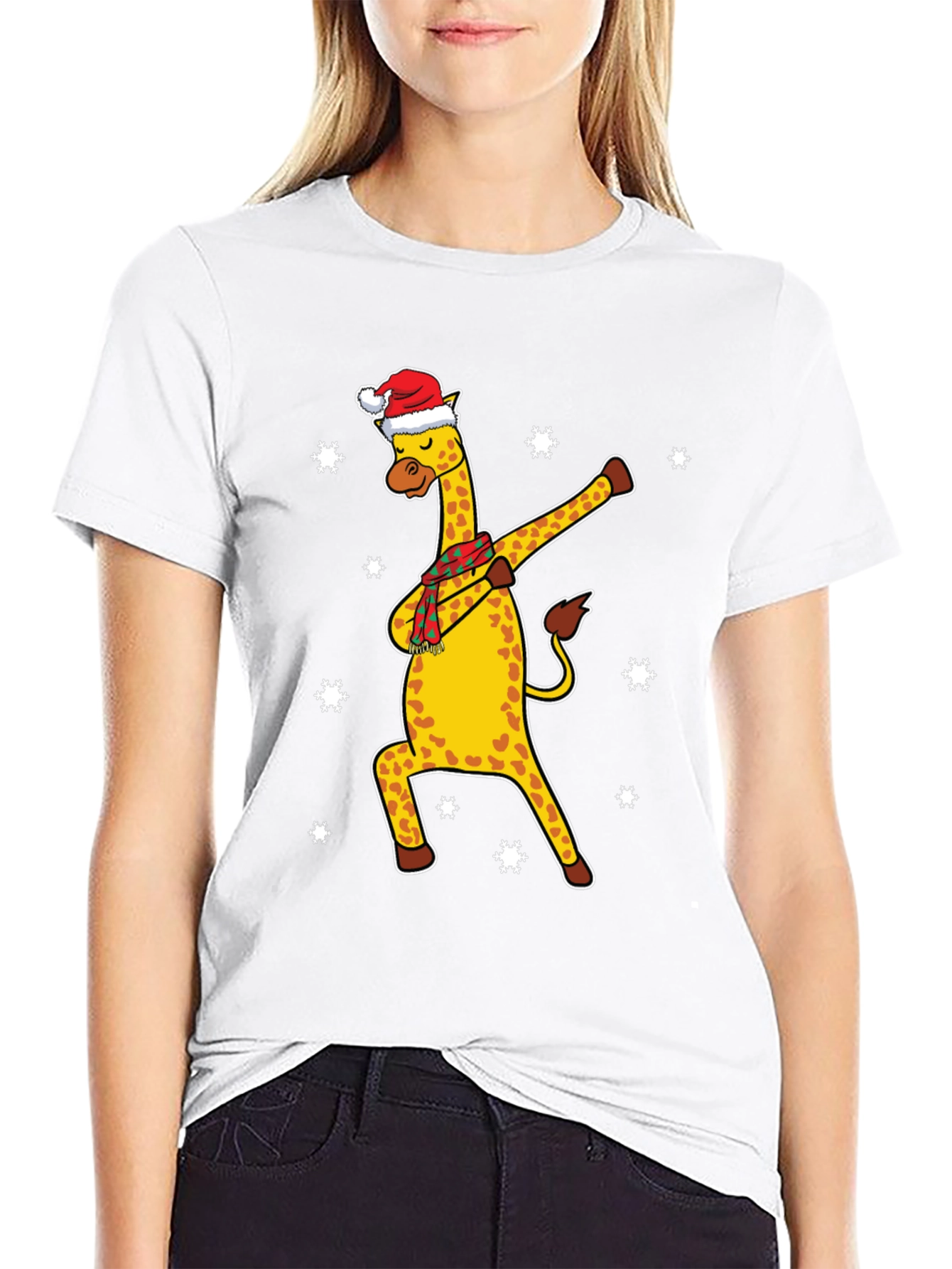 Christmas Giraffe Dabbing T-Shirt