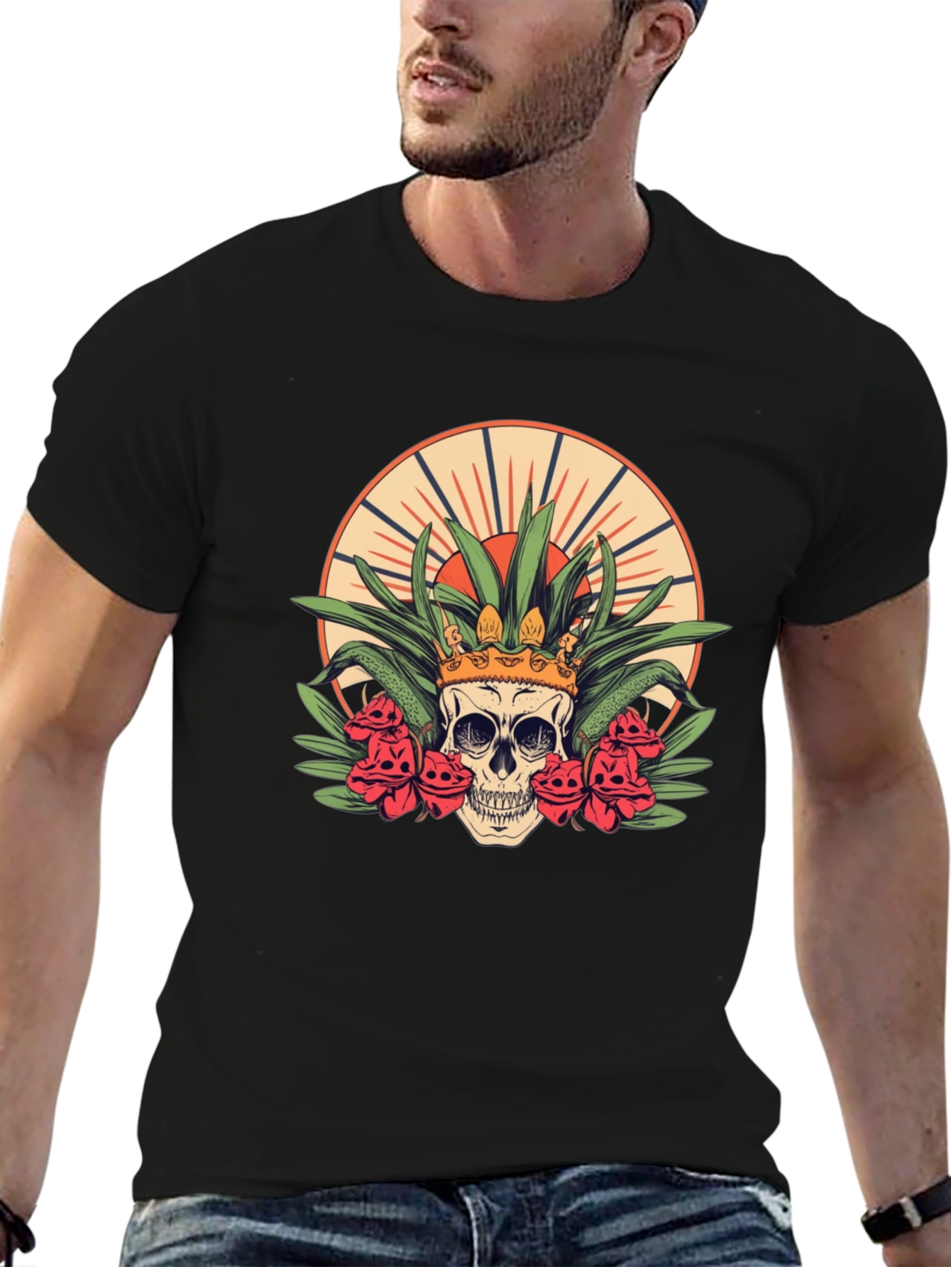Skull King T-Shirt - Floral Crown Graphic Tee