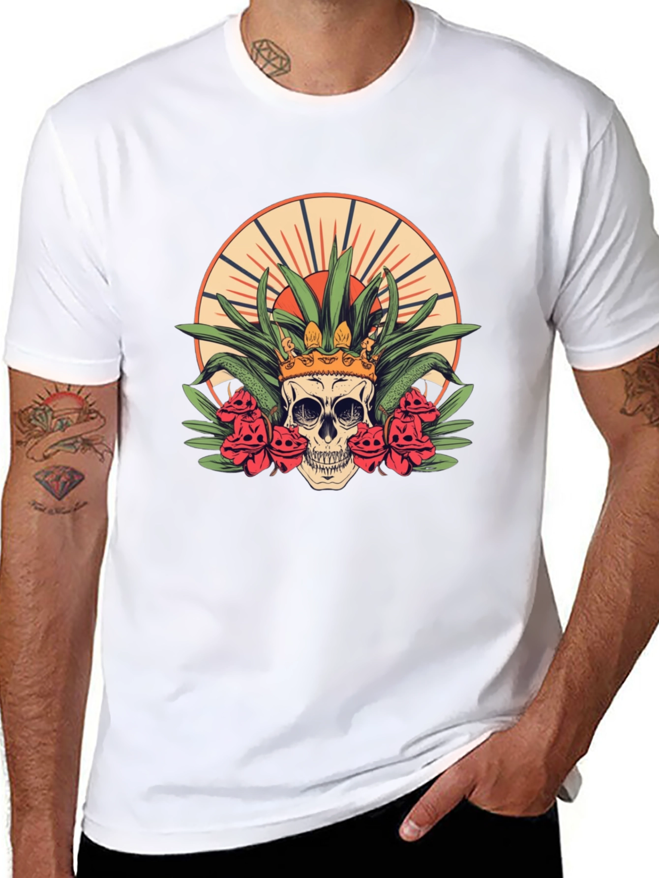 Skull King T-Shirt - Floral Crown Graphic Tee