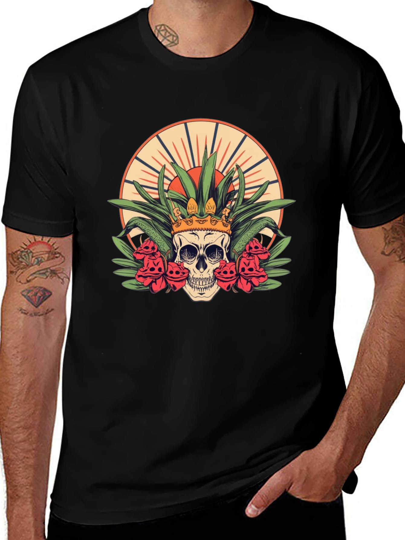 Skull King T-Shirt - Floral Crown Graphic Tee