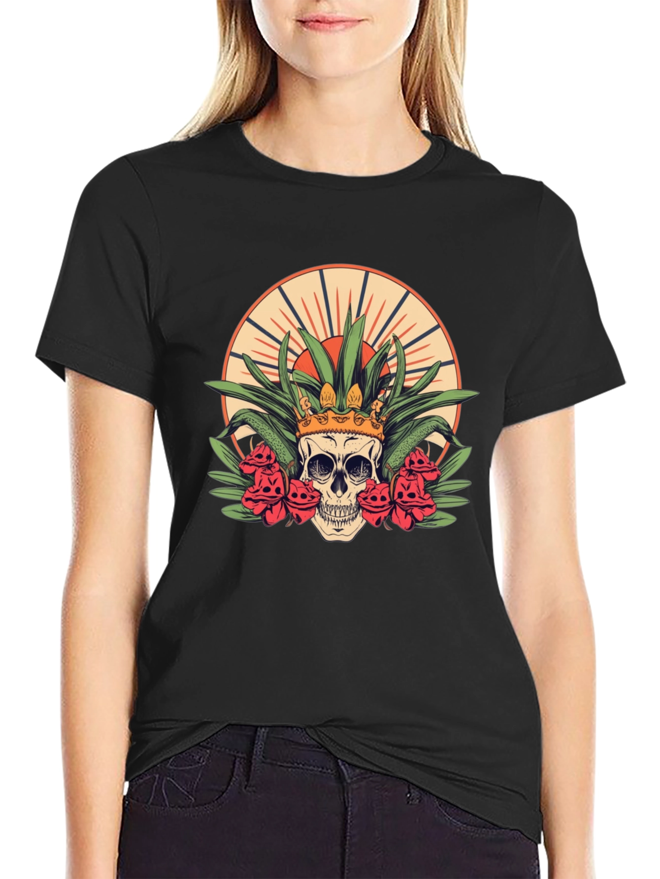 Skull King T-Shirt - Floral Crown Graphic Tee