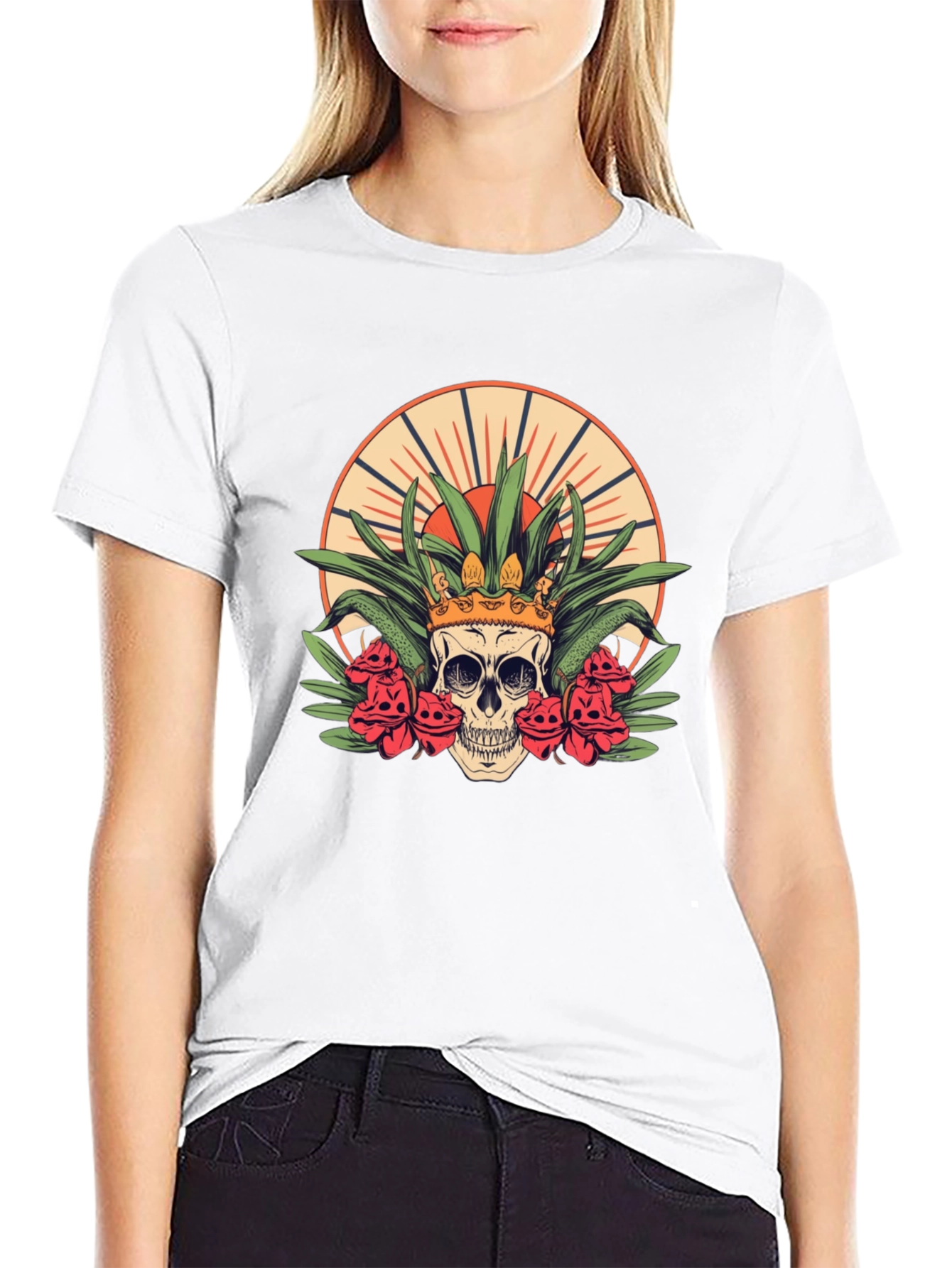 Skull King T-Shirt - Floral Crown Graphic Tee
