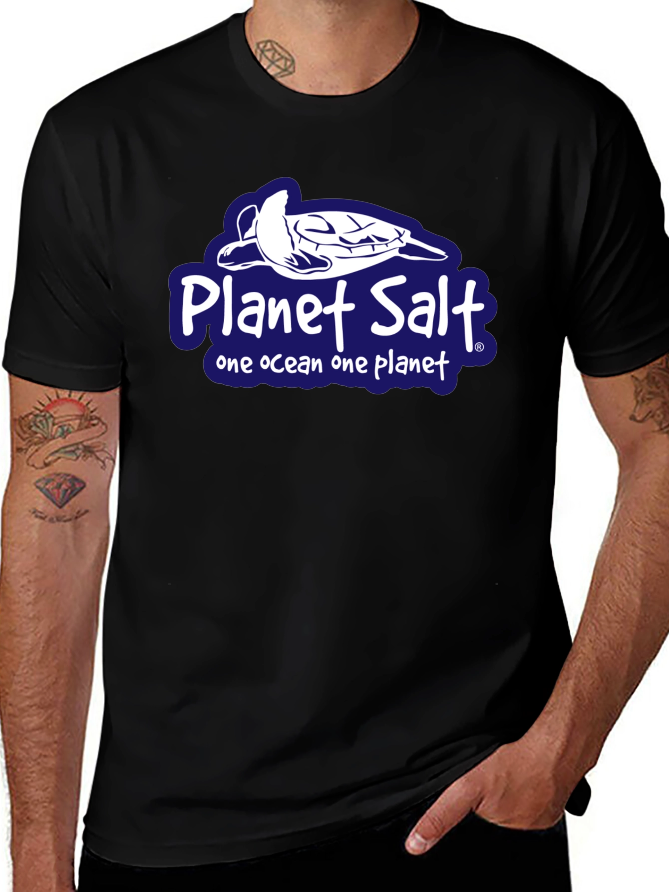 Planet Salt Black T-Shirt - One Ocean One Planet
