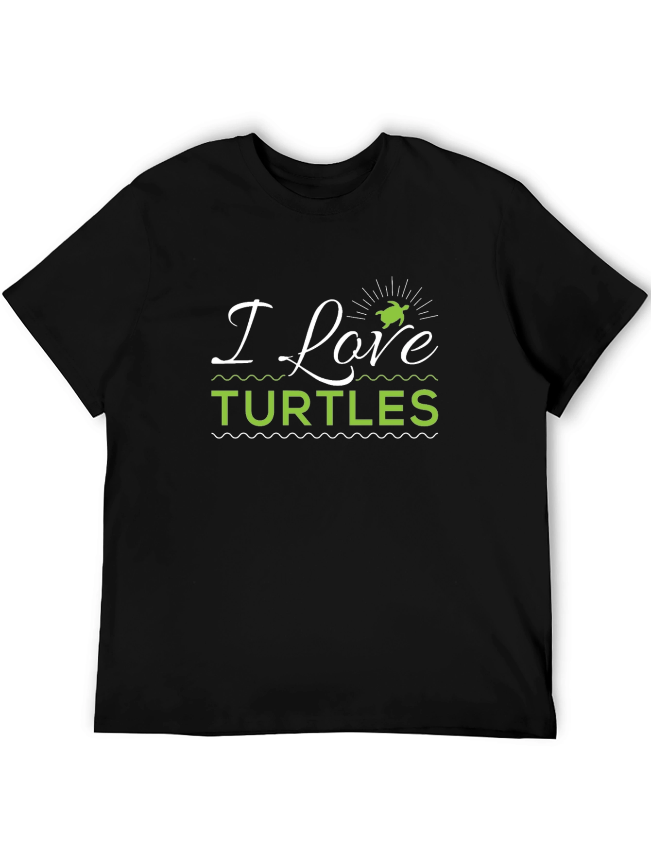 I Love Turtles Graphic Tee - Black