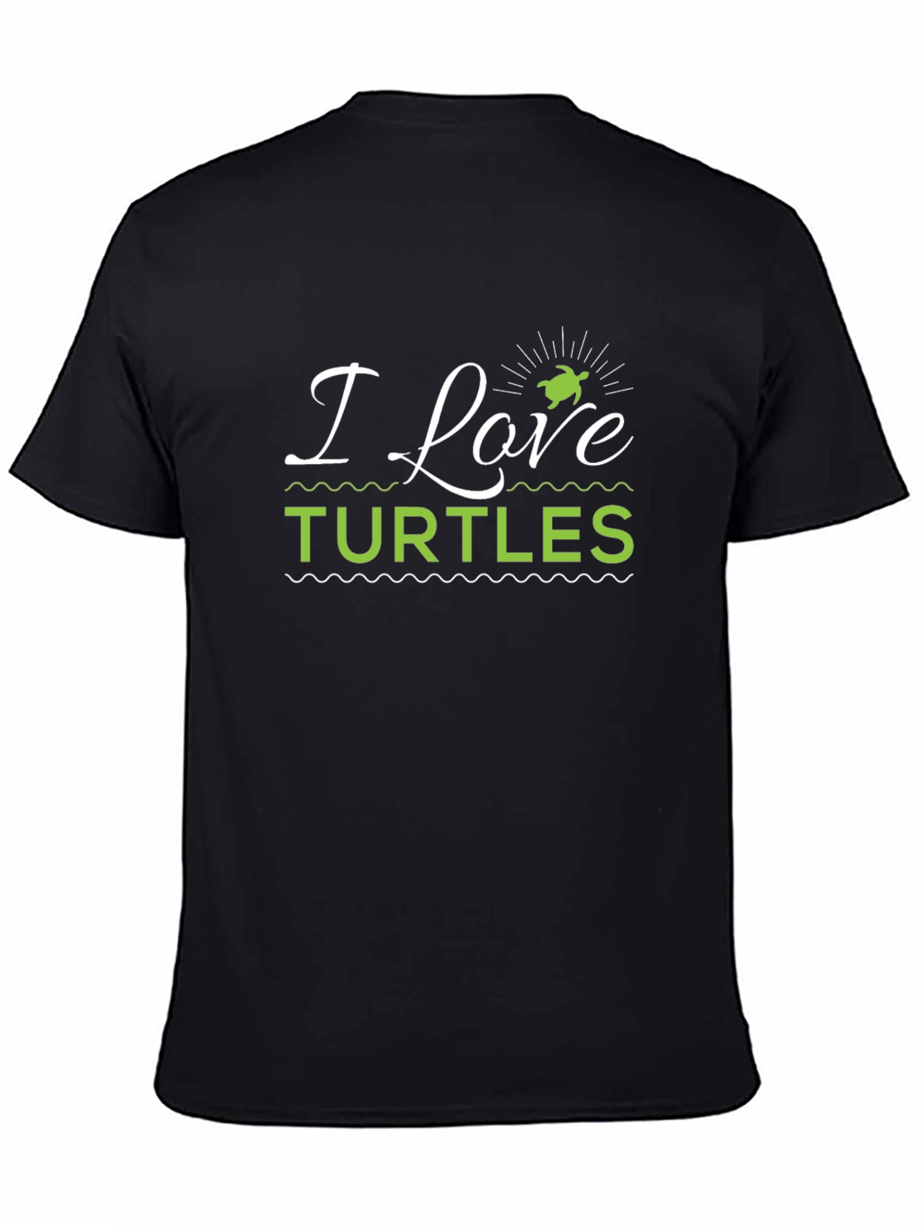 I Love Turtles Graphic Tee - Black