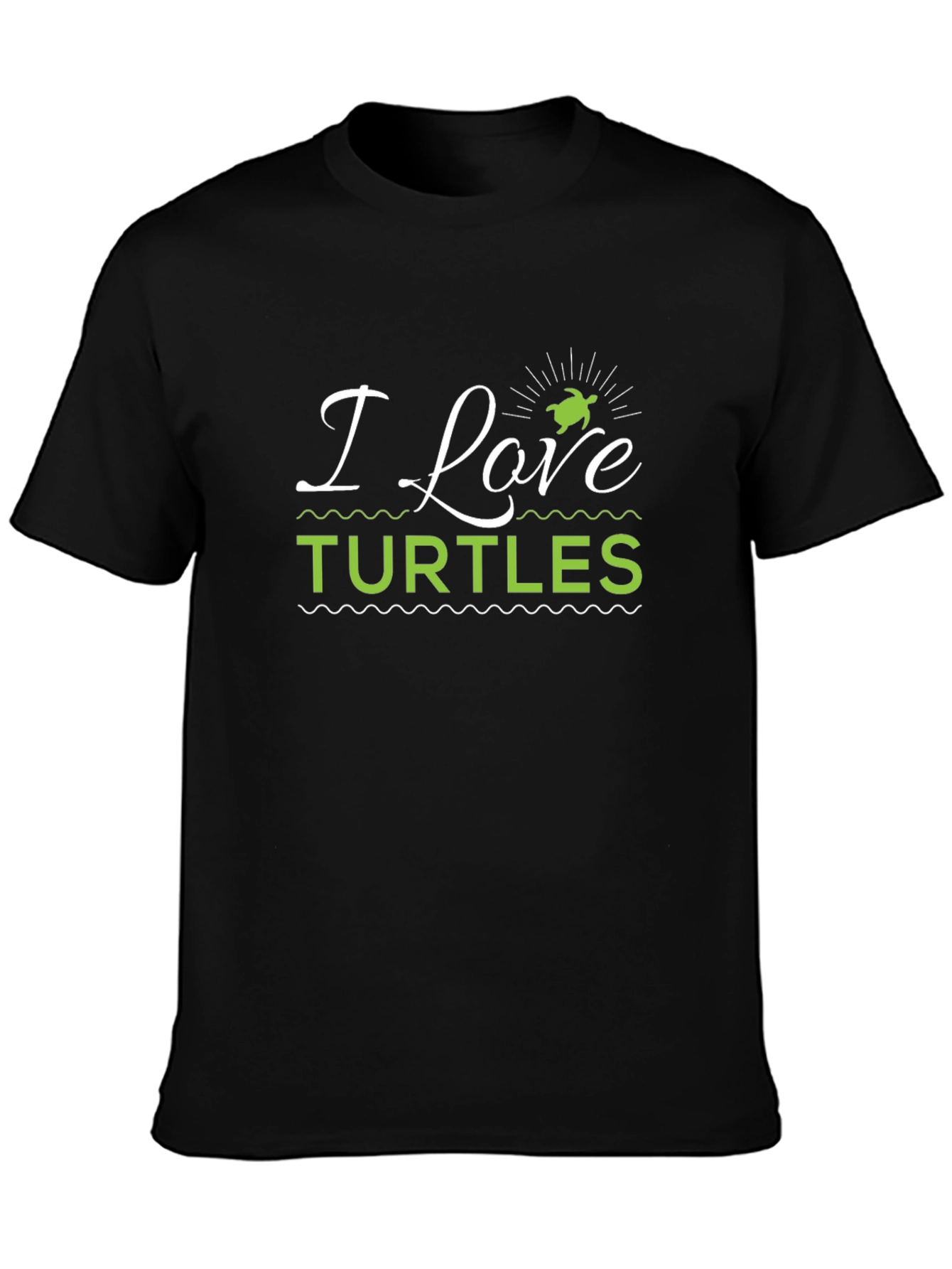 I Love Turtles Graphic Tee - Black