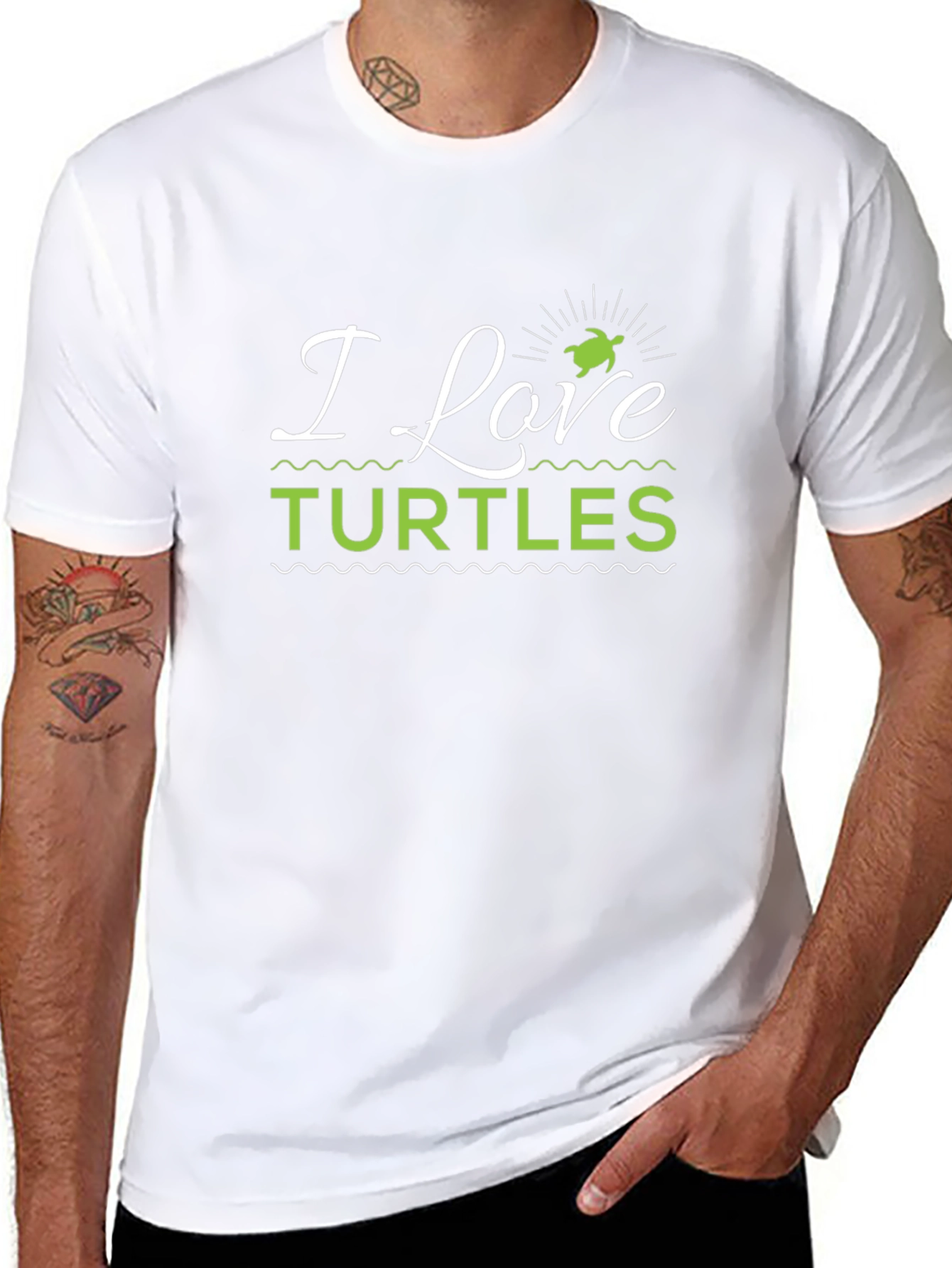 I Love Turtles Graphic Tee - Black