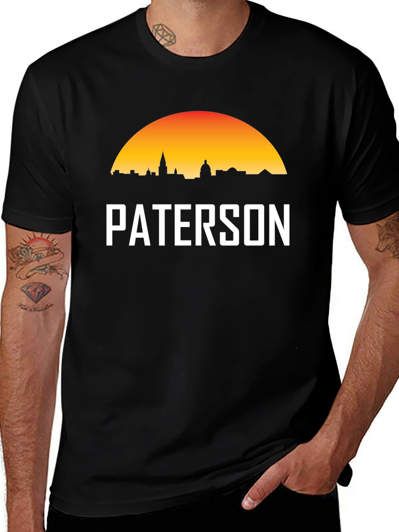 Paterson Skyline T-Shirt Black Crew Neck